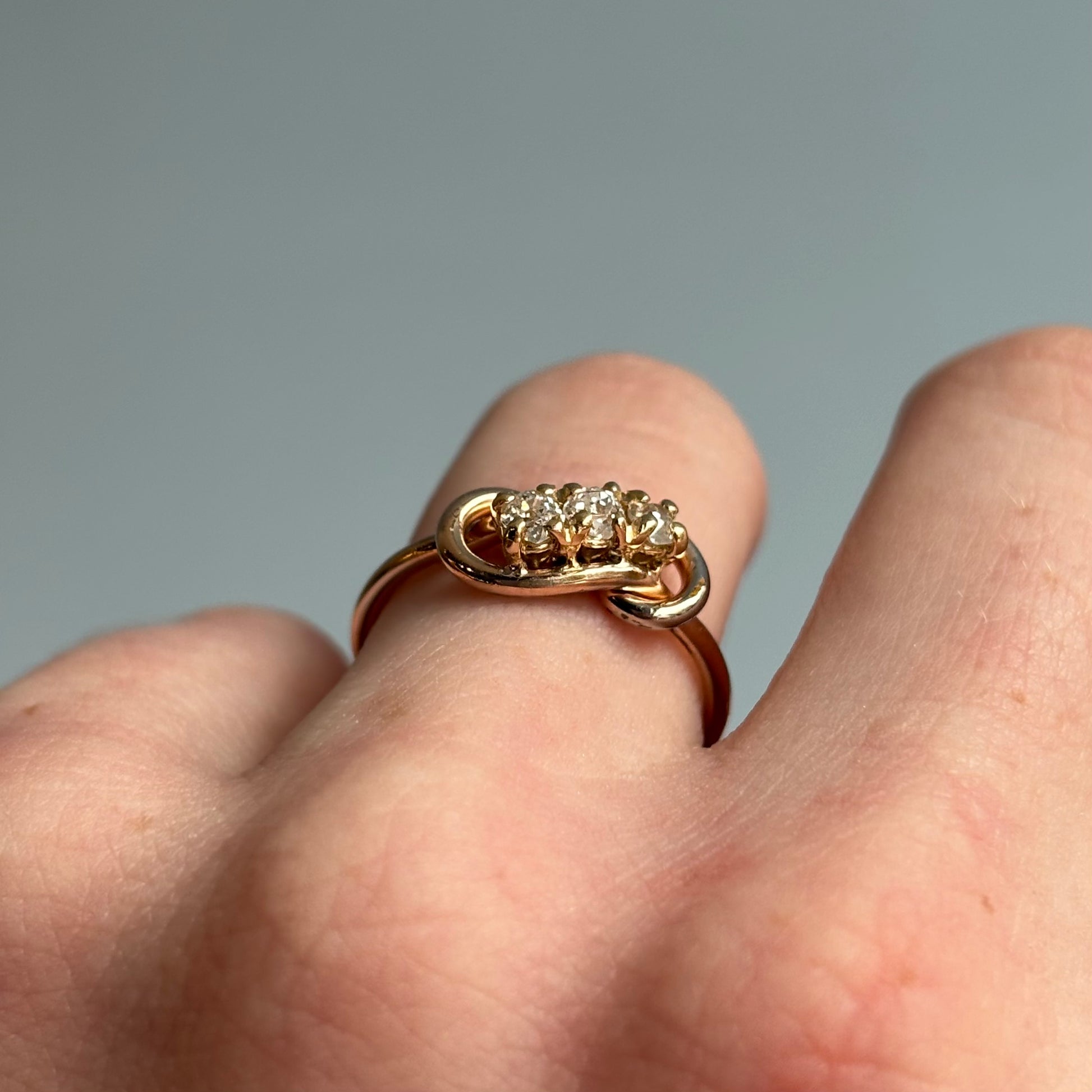 Victorian 0.30 CTW Diamond Snake Ring | 10K Yellow Gold | Vintage