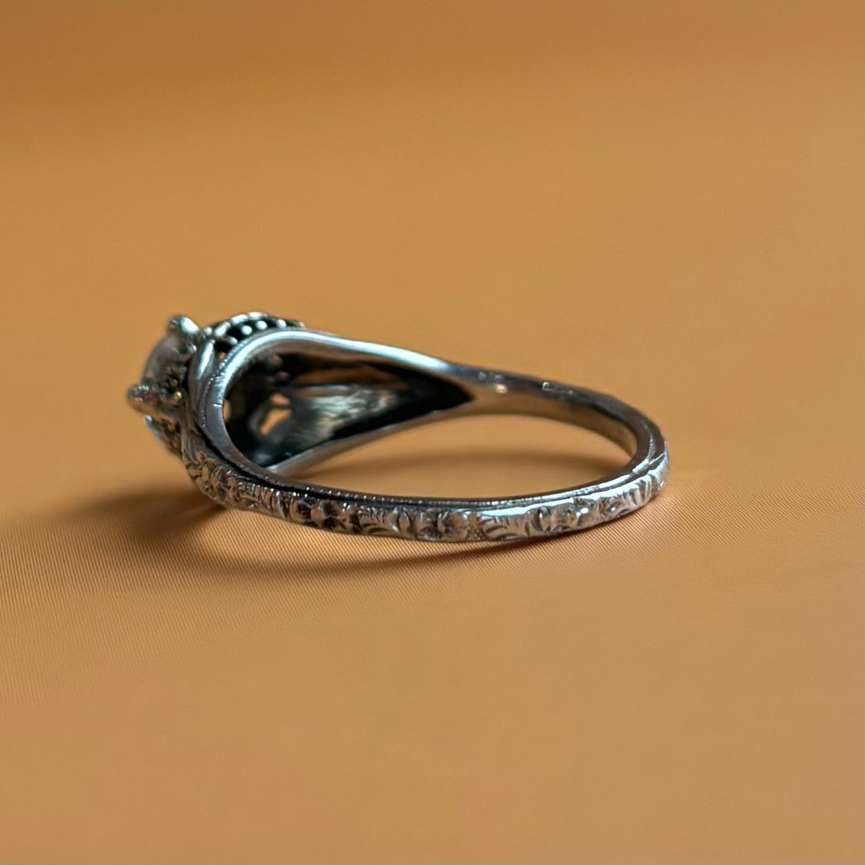 0.40ct Diamond Floral Engagement Ring | 18k White Gold | Vintage