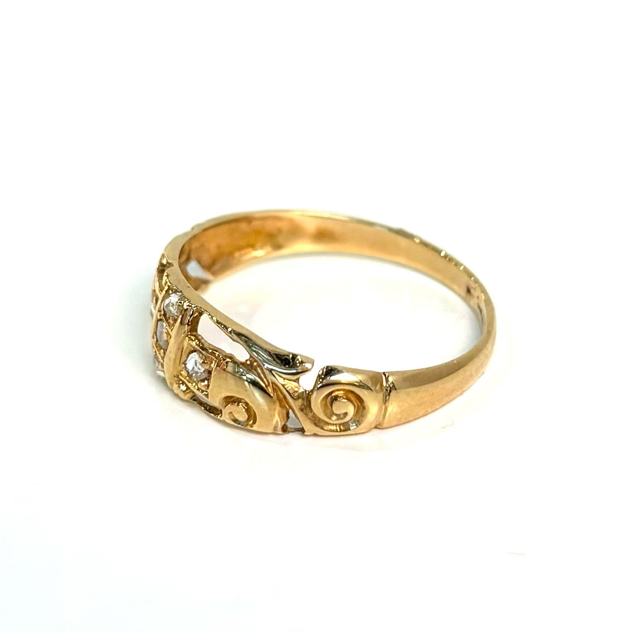 0.15CTW Rose Cut Diamond Band | 18K Yellow Gold | Vintage