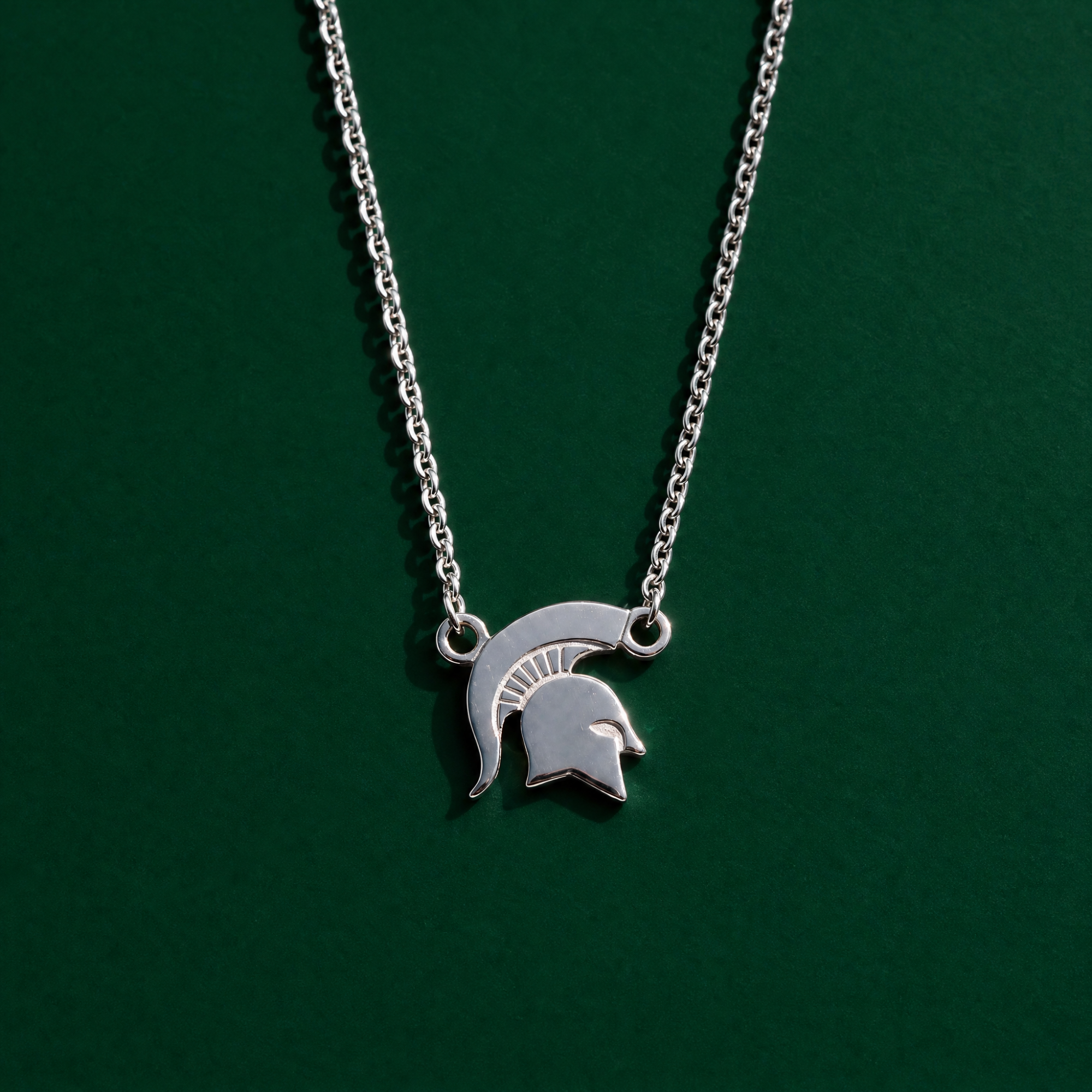 MSU Spartan Helmet Necklace | Sterling Silver