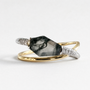 Coffin Cut Moss Agate Ring | 14K Two-Tone Gold