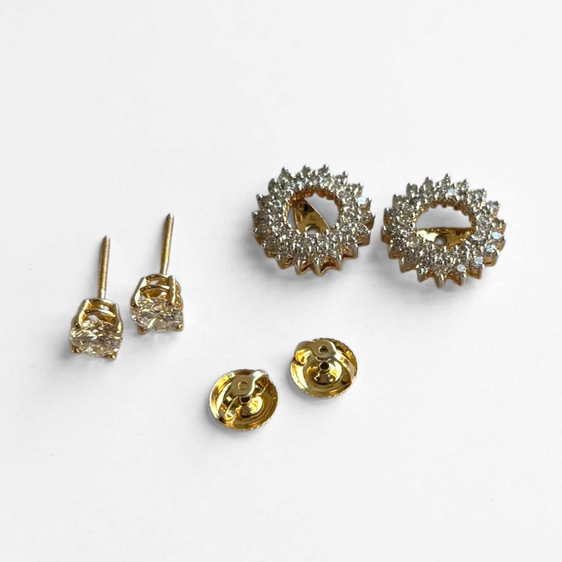 Natural Diamond Halo Earring Jackets | 0.75 CTW | 14K Yellow Gold