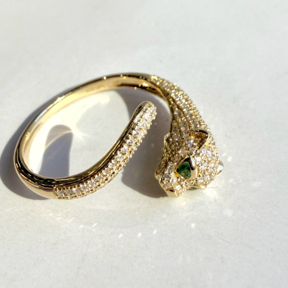 Panther Pave Wrap Ring | 14K Yellow Gold