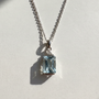 Half Bezel Aquamarine Pendant Necklace | Sterling Silver