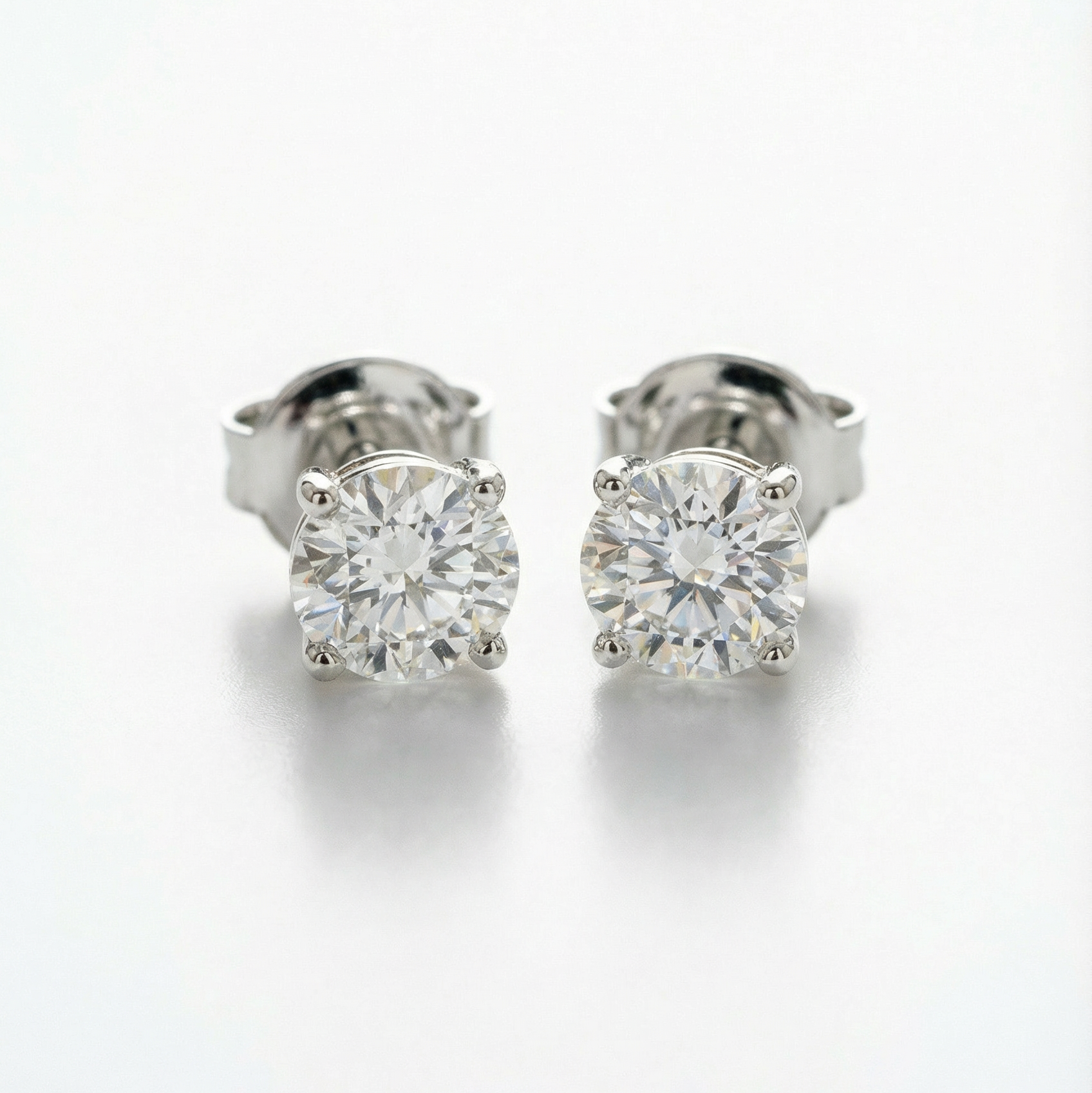 1.00 CTW Natural Diamond Stud Earrings | 14K White Gold | D Color, VS1 Clarity