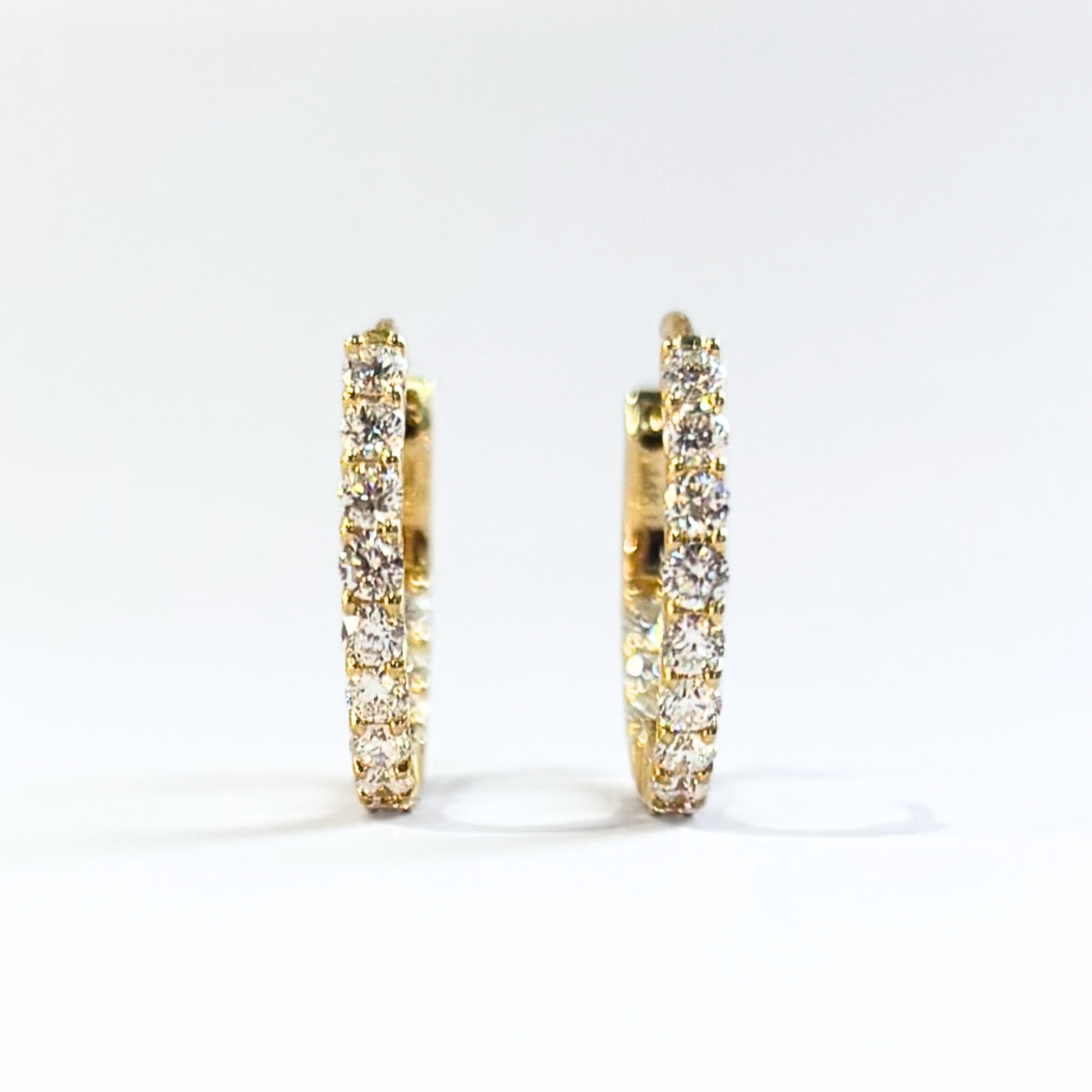 2.32 CTW Lab-Grown Diamond Inside-Outside Hoop Earrings | 14K Yellow Gold