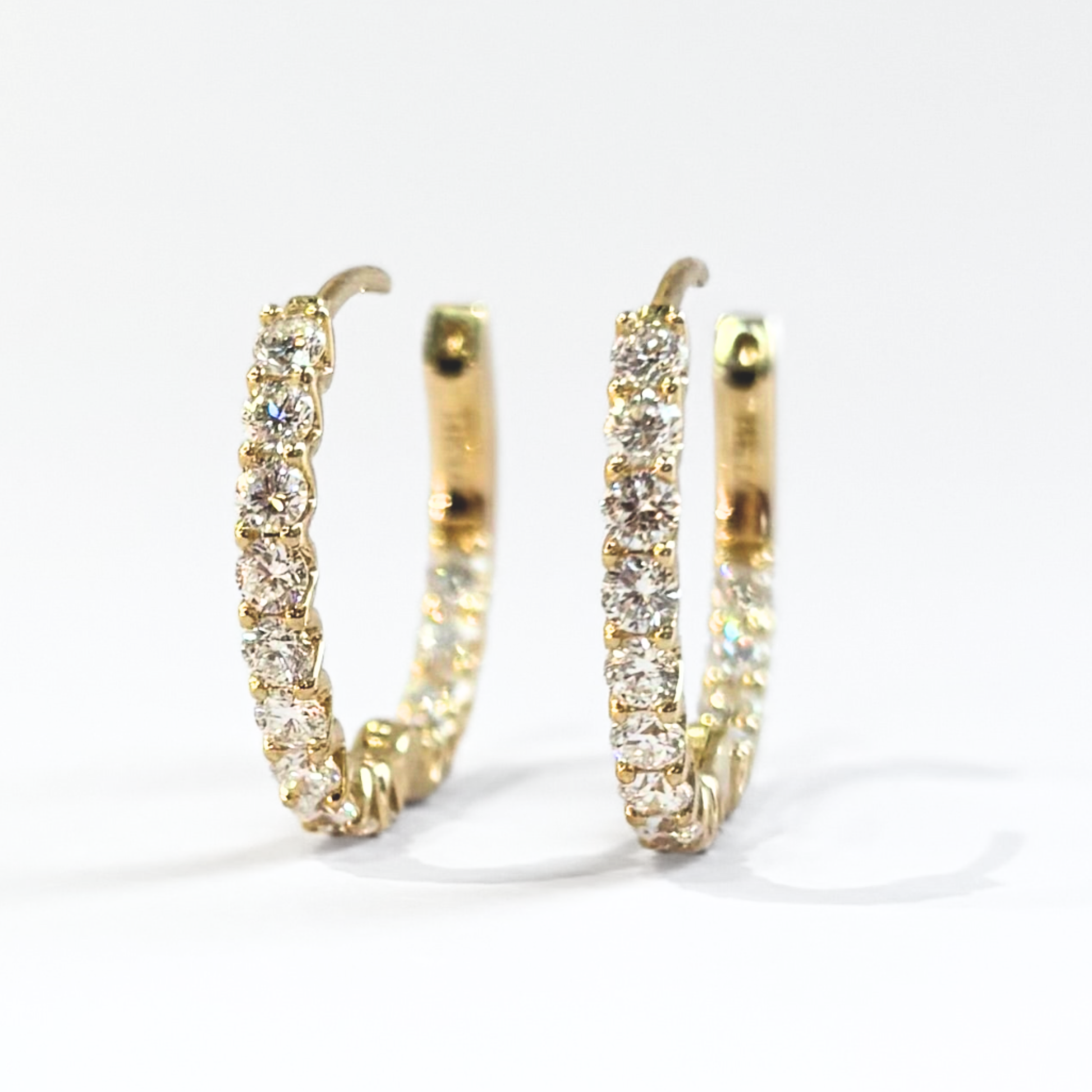 2.32 CTW Lab-Grown Diamond Inside-Outside Hoop Earrings | 14K Yellow Gold