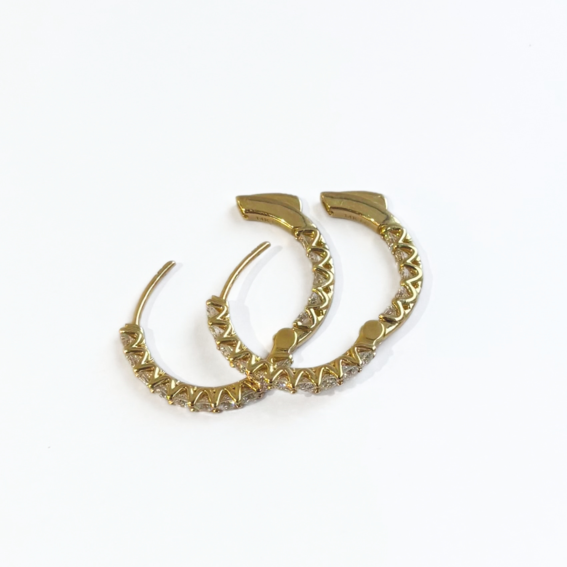 2.32 CTW Lab-Grown Diamond Inside-Outside Hoop Earrings | 14K Yellow Gold