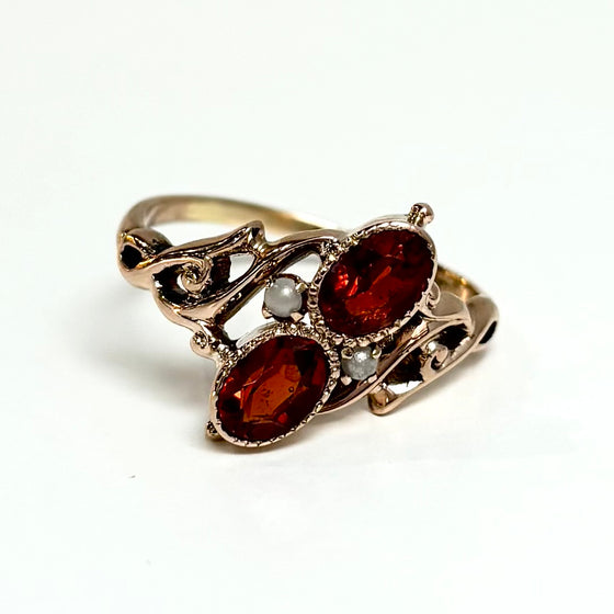 Citrine and Seed Pearl Ring