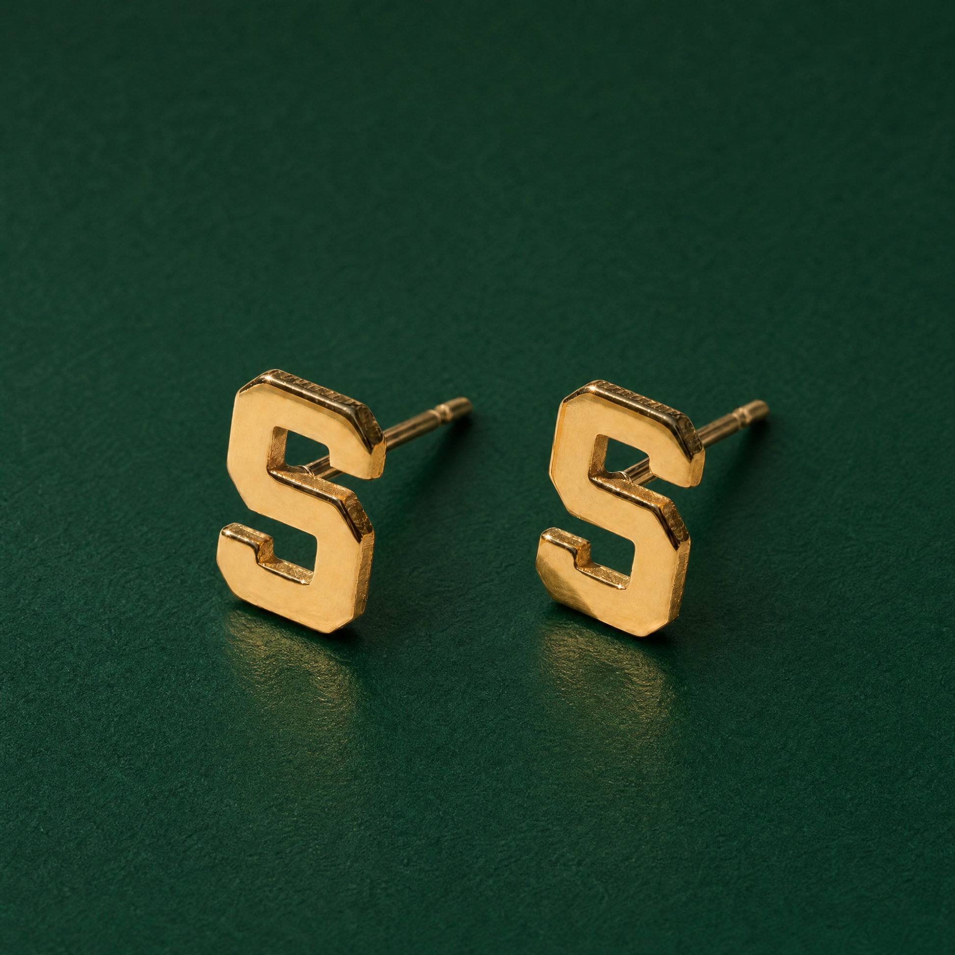 Block S MSU Stud Earrings | Gold Plated Sterling Silver