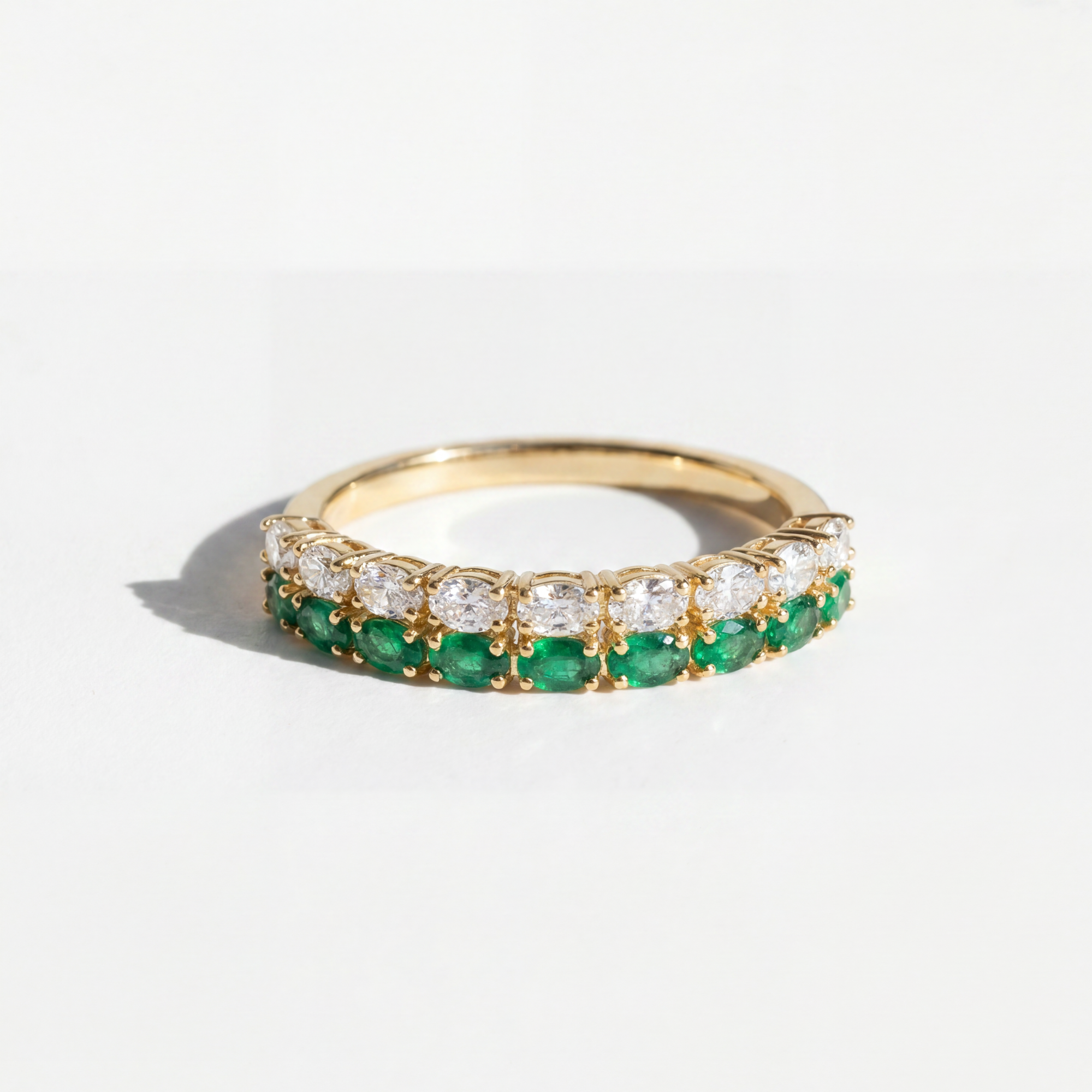 The Green and White Band | Lab-Grown Emerald and Diamond