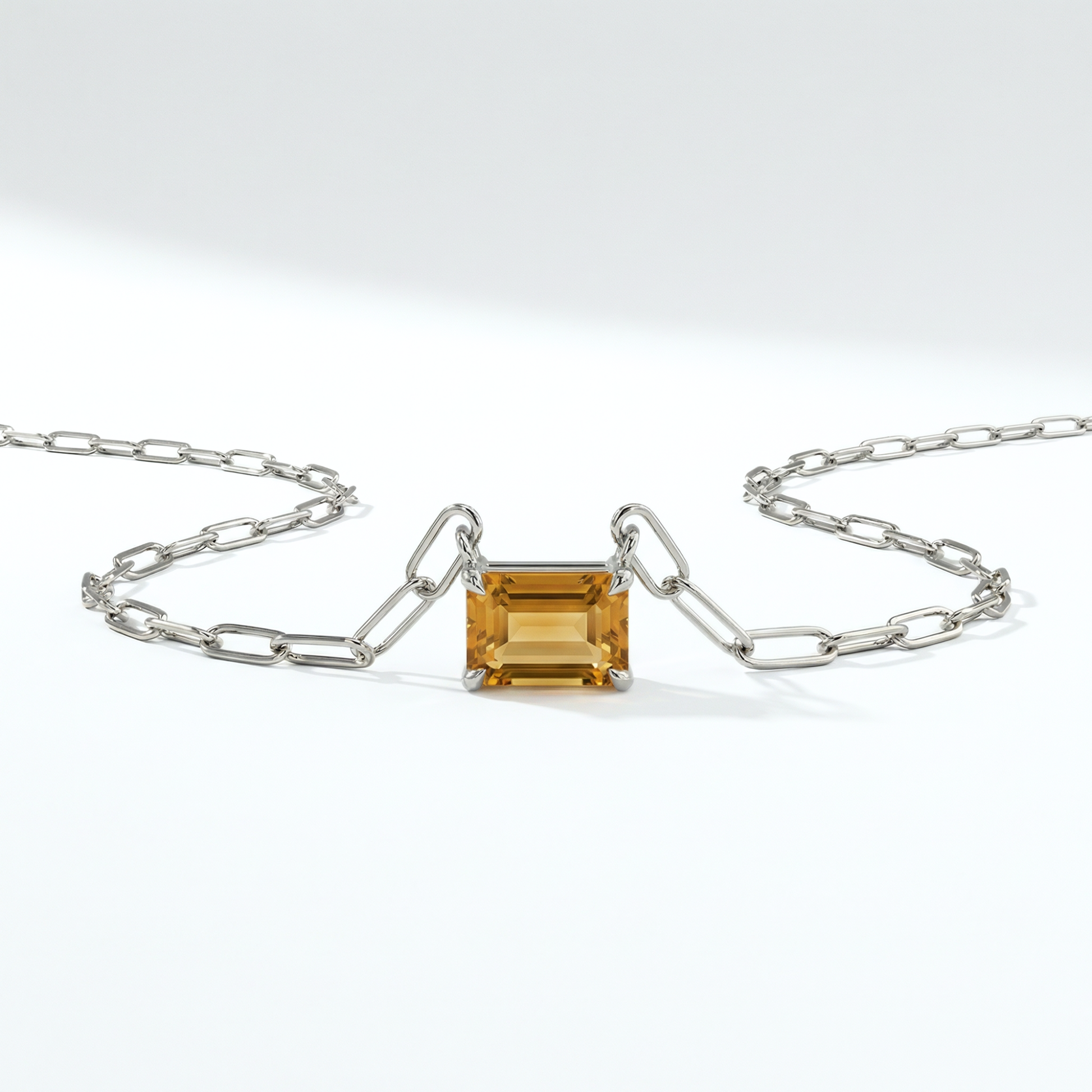 The Gemstone Paperclip Necklace | Citrine