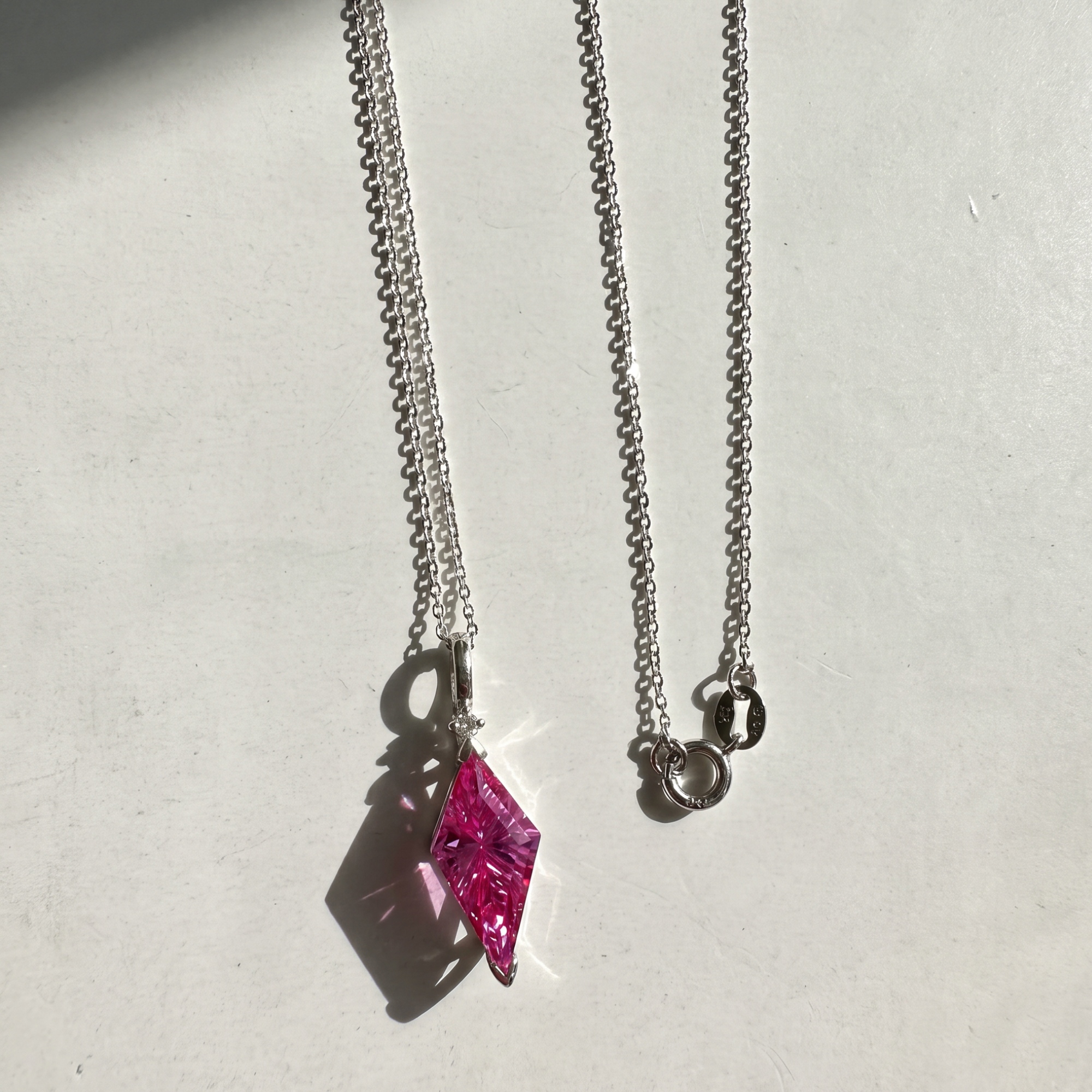 The Kite Cut Gemstone Necklace | Pink Sapphire | Sterling Silver