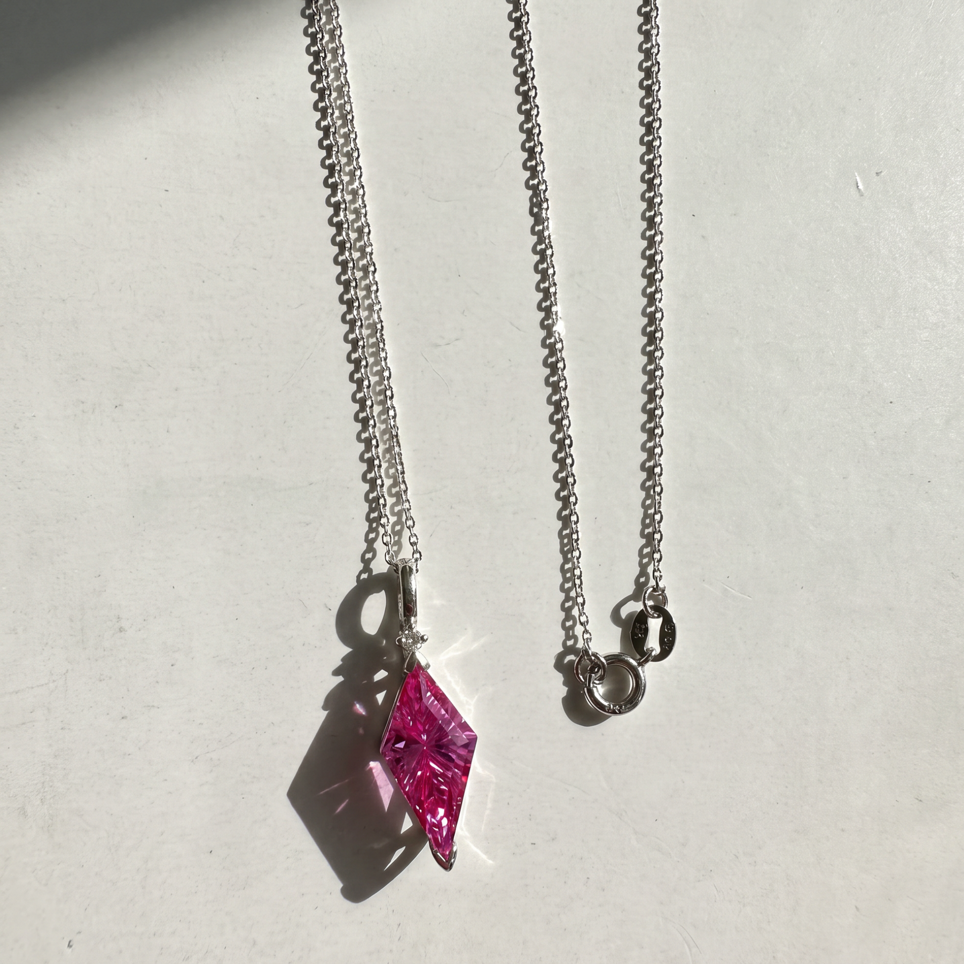 The Kite Cut Gemstone Necklace | Pink Sapphire | Sterling Silver