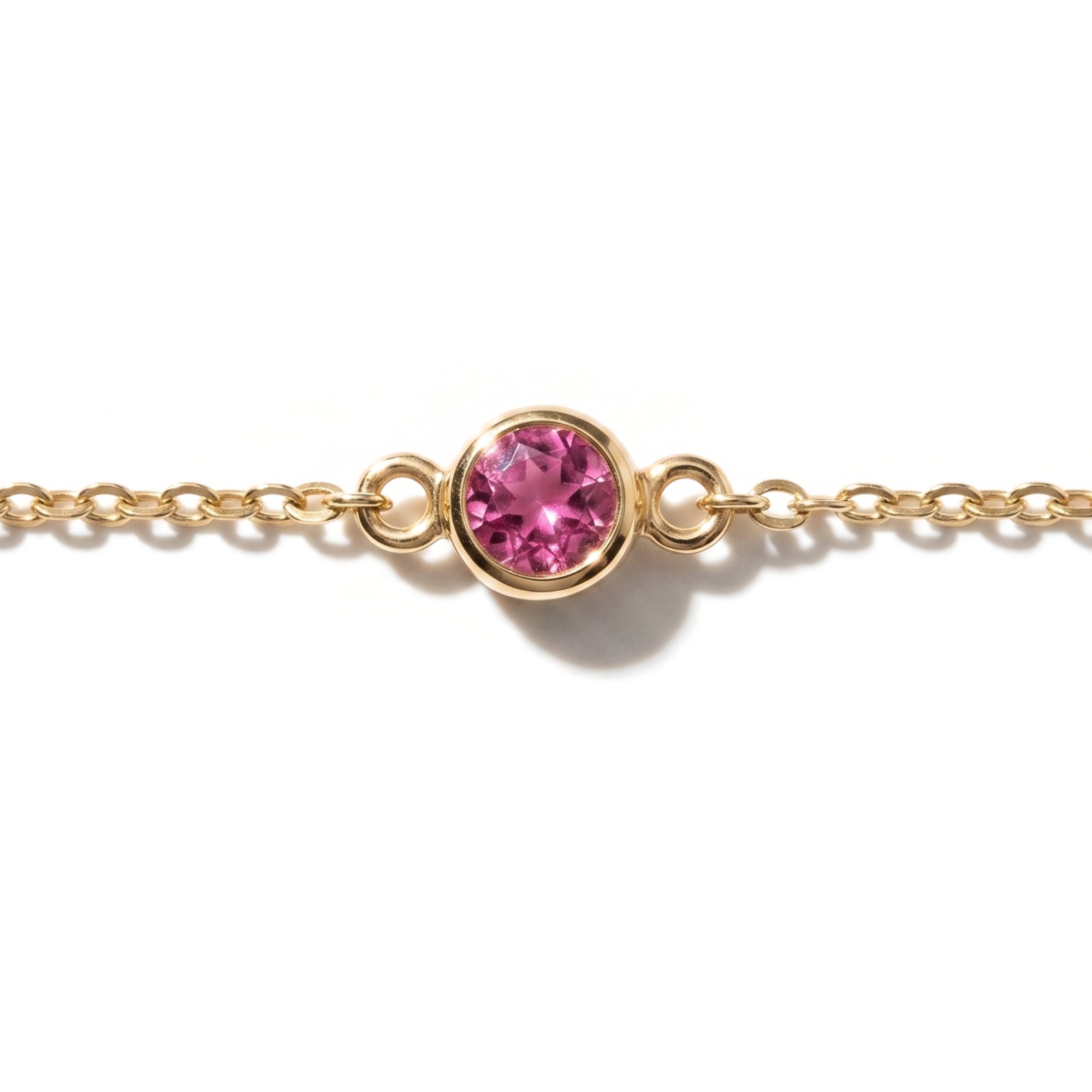 The Sol Bracelet | Natural Pink Tourmaline | Cable Chain