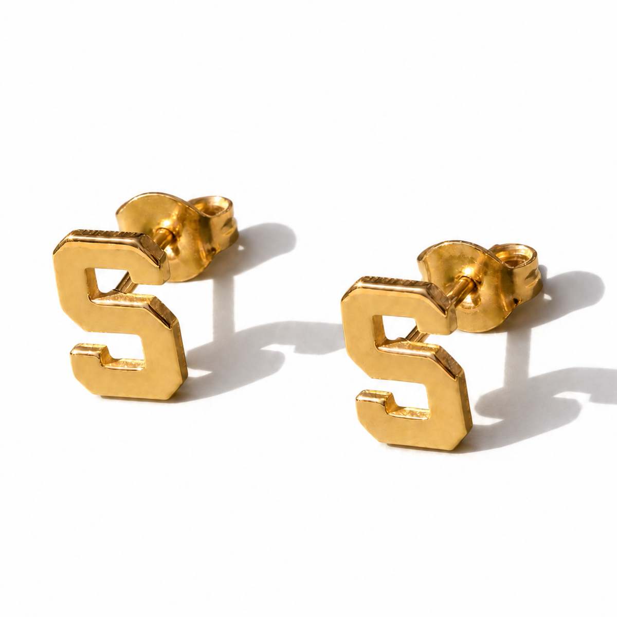 Block S MSU Stud Earrings | Gold Plated Sterling Silver