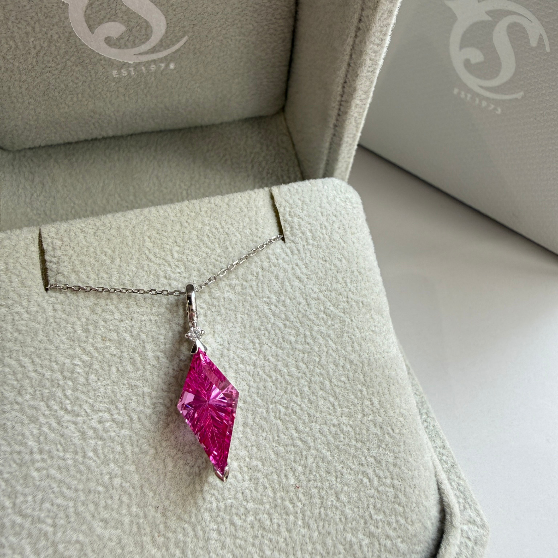 The Kite Cut Gemstone Necklace | Pink Sapphire | Sterling Silver