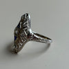 Diamond Floral Filigree Ring with Sapphire Accents