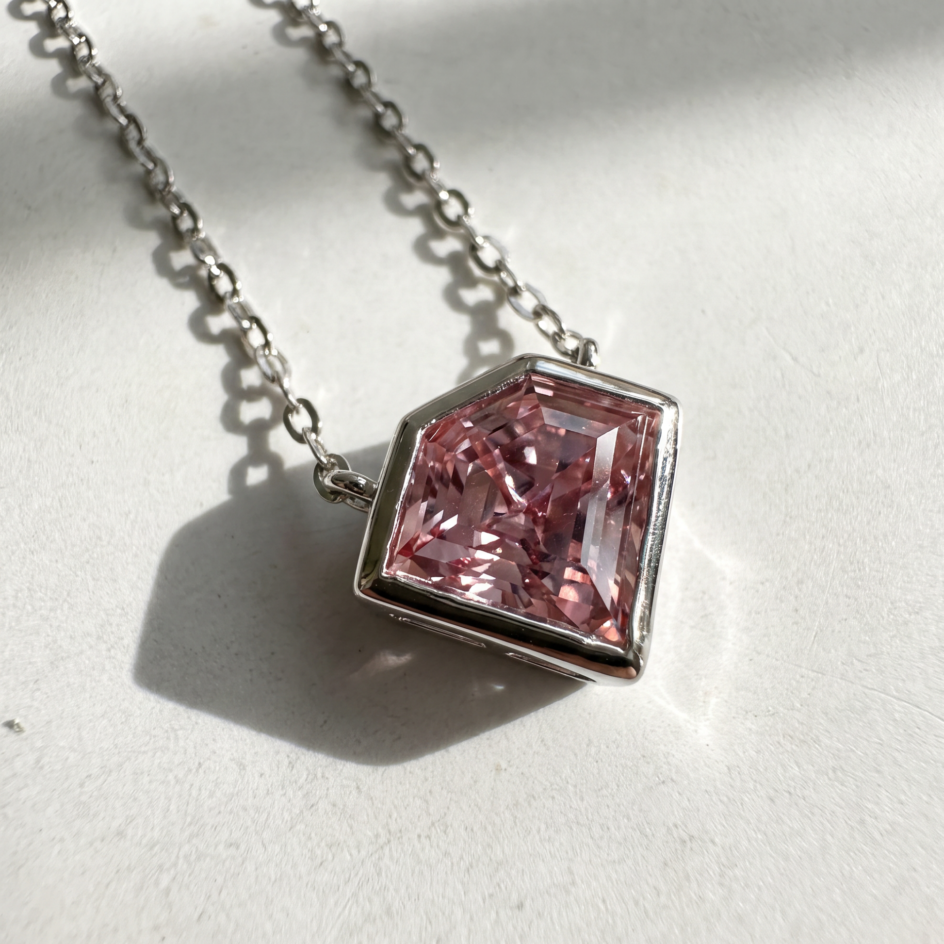 The Shield Necklace | Pink Sapphire | Sterling Silver