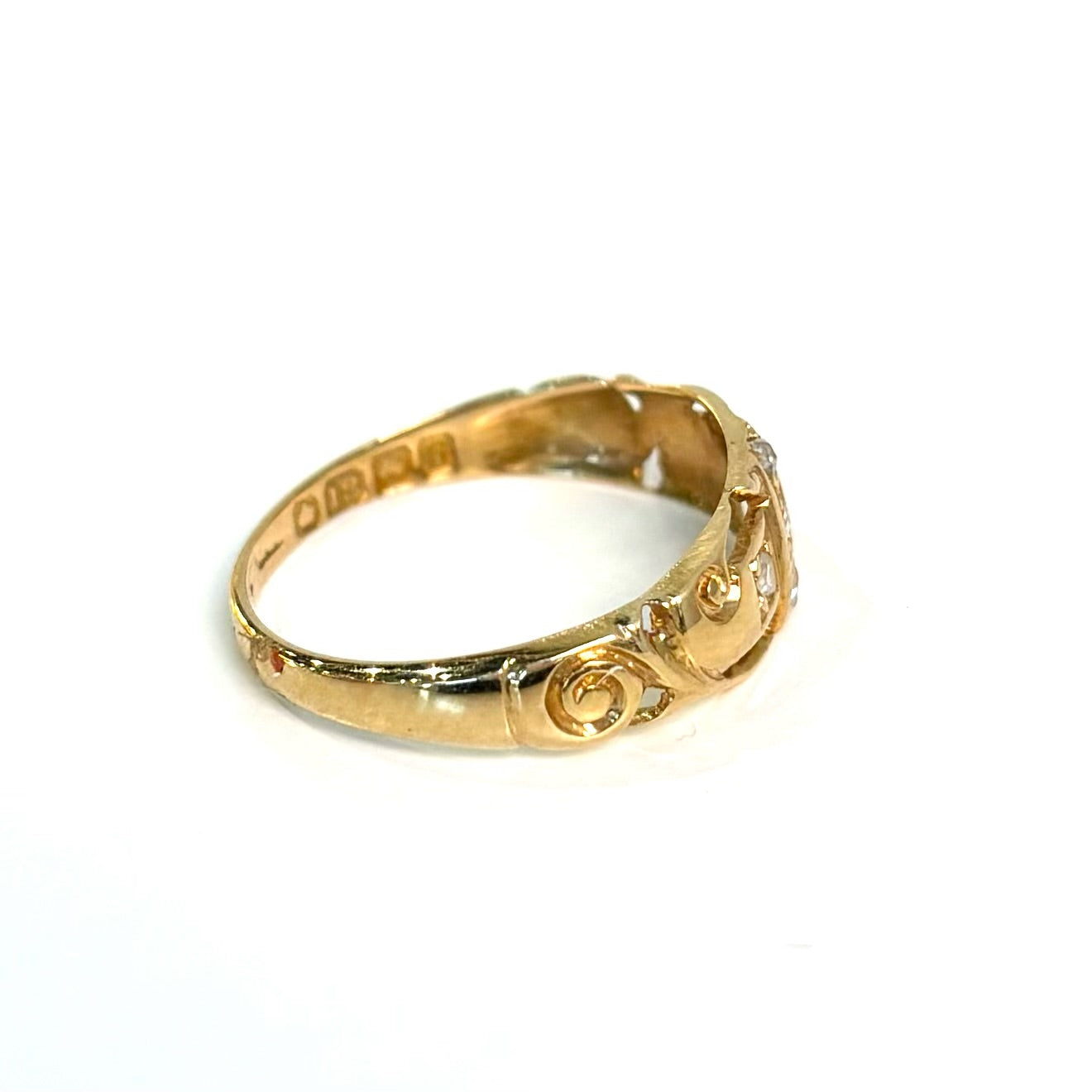 0.15CTW Rose Cut Diamond Band | 18K Yellow Gold | Vintage