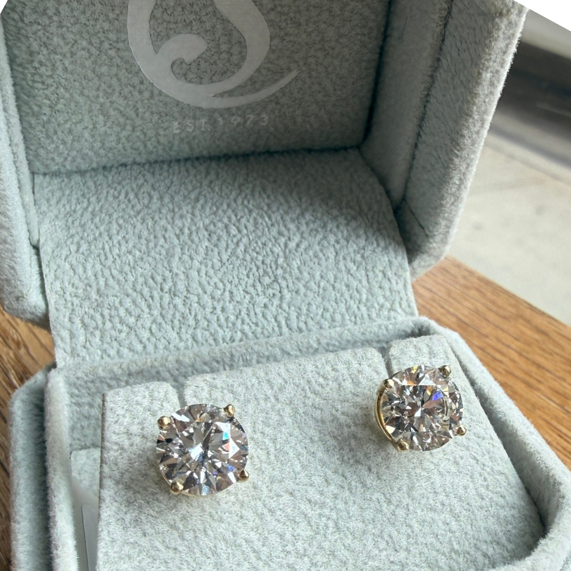 3.15 CTW Round Brilliant Lab Diamond Studs | 14K Yellow Gold | IGI Certified
