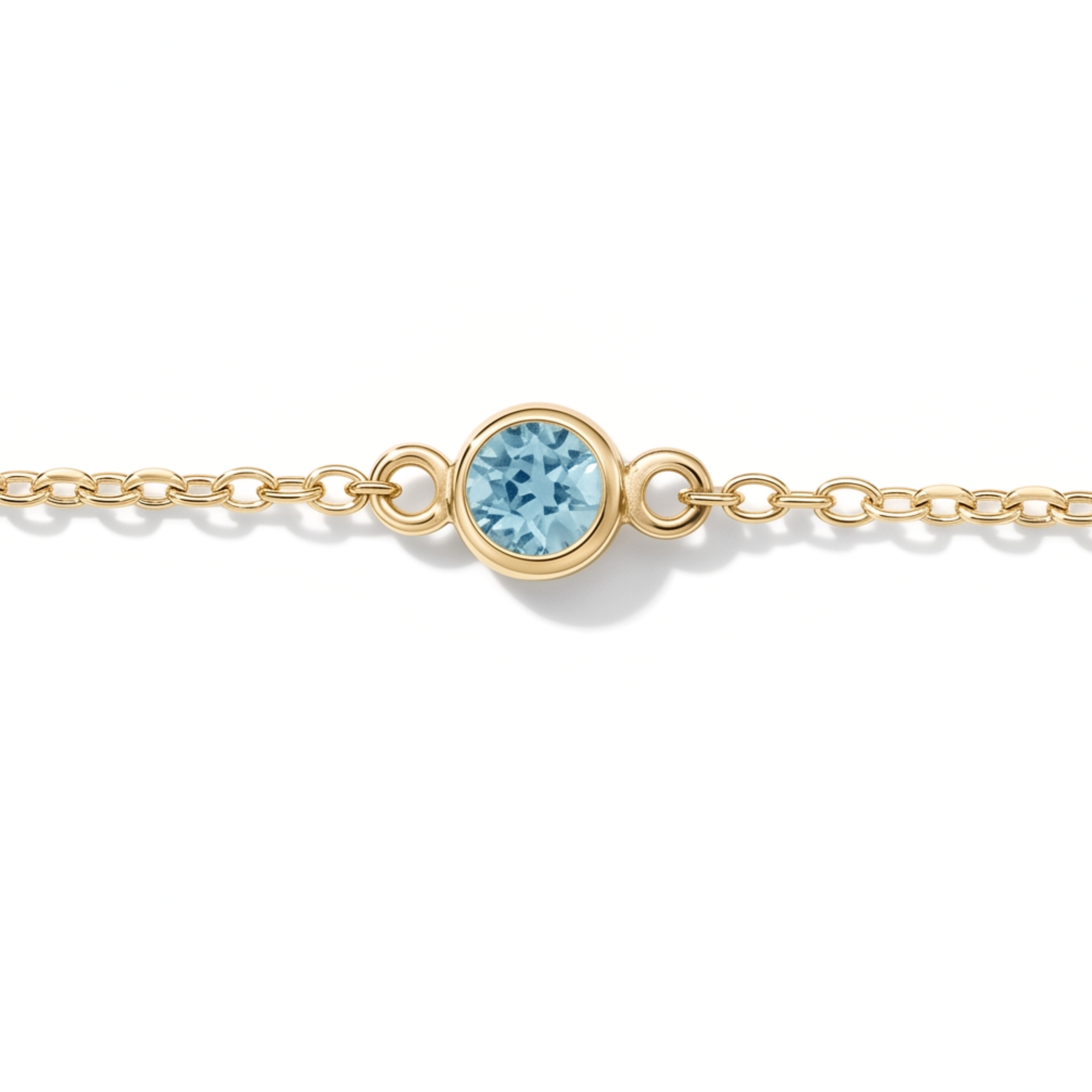 The Sol Bracelet | Natural Blue Zircon | Cable Chain