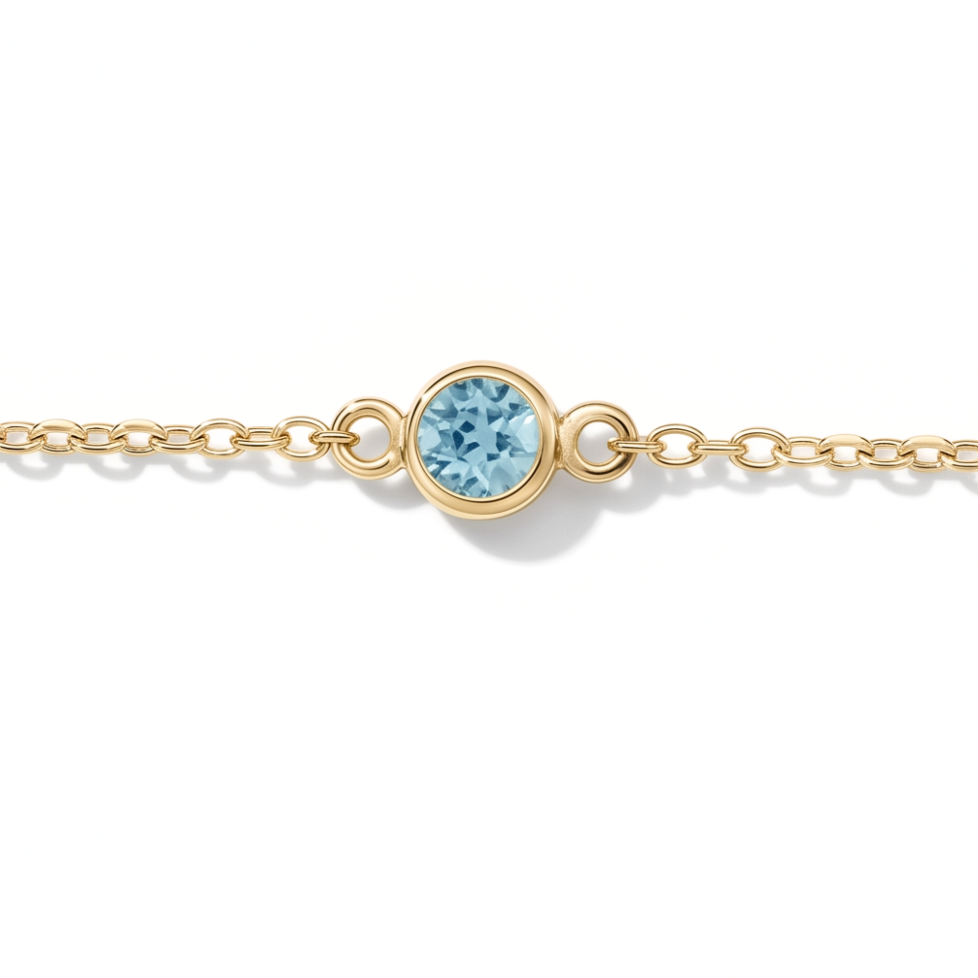 The Sol Bracelet | Natural Blue Zircon | Cable Chain