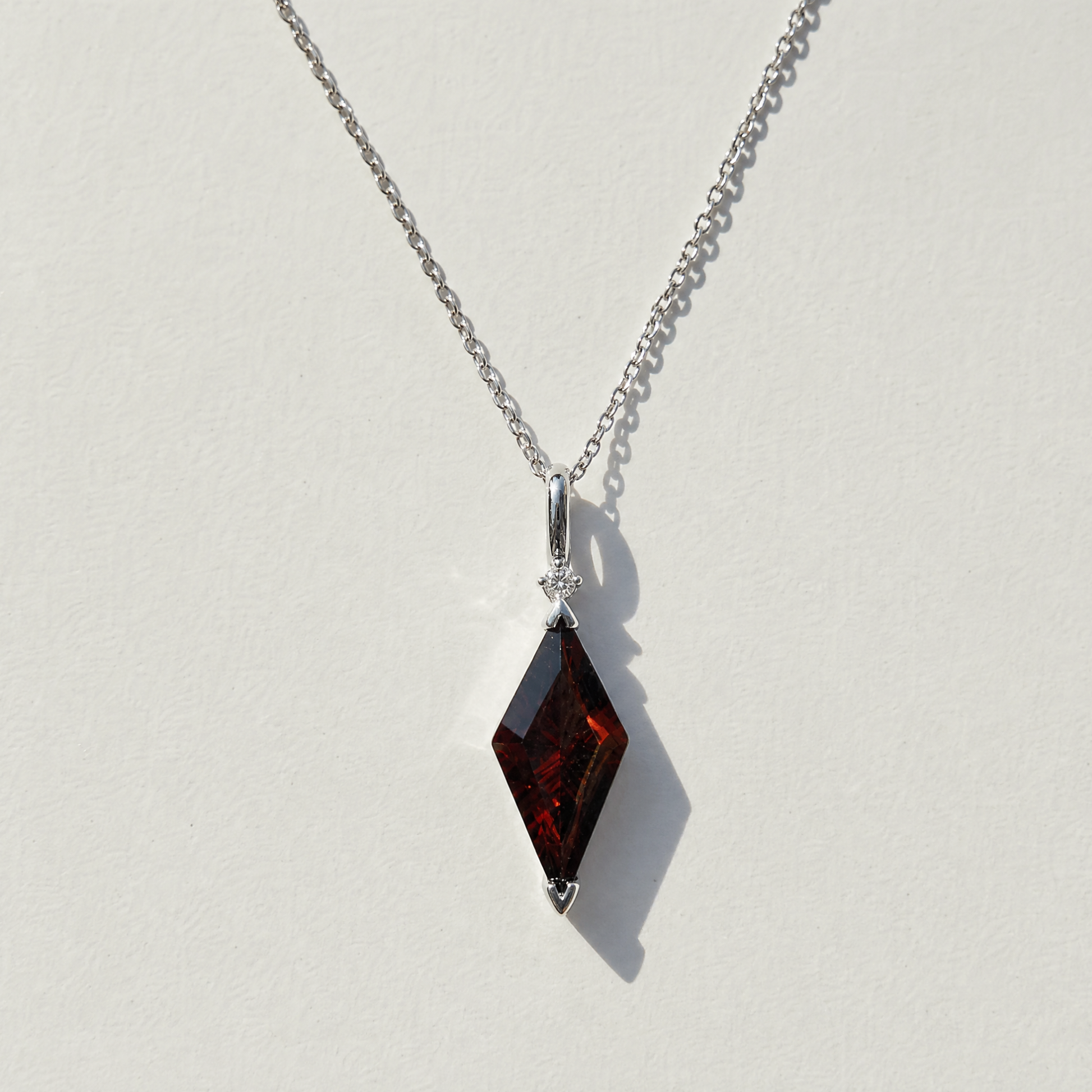 The Kite Cut Gemstone Necklace | Garnet | Sterling Silver