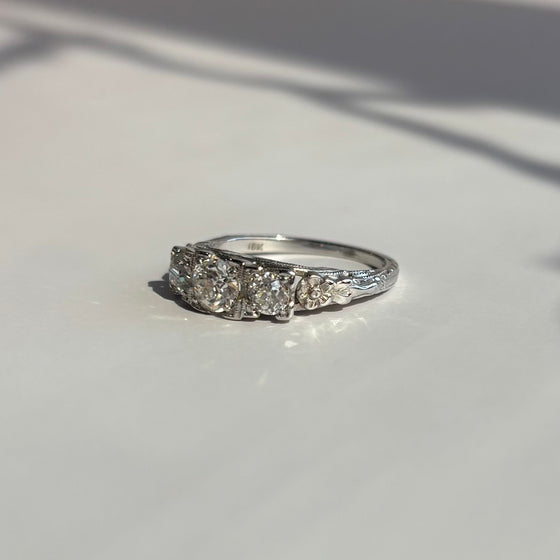 1920 Floral Three Stone