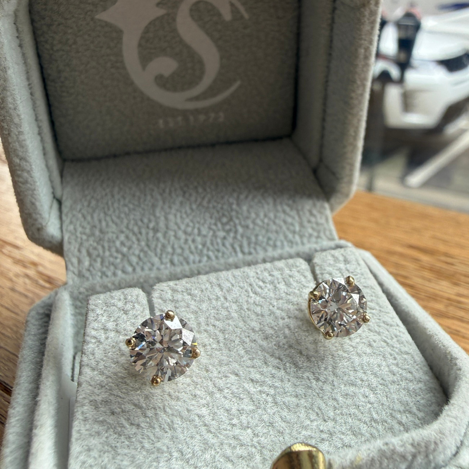 2.04 CTW Lab-Grown Diamond Studs | 14K Yellow Gold | IGI Certified