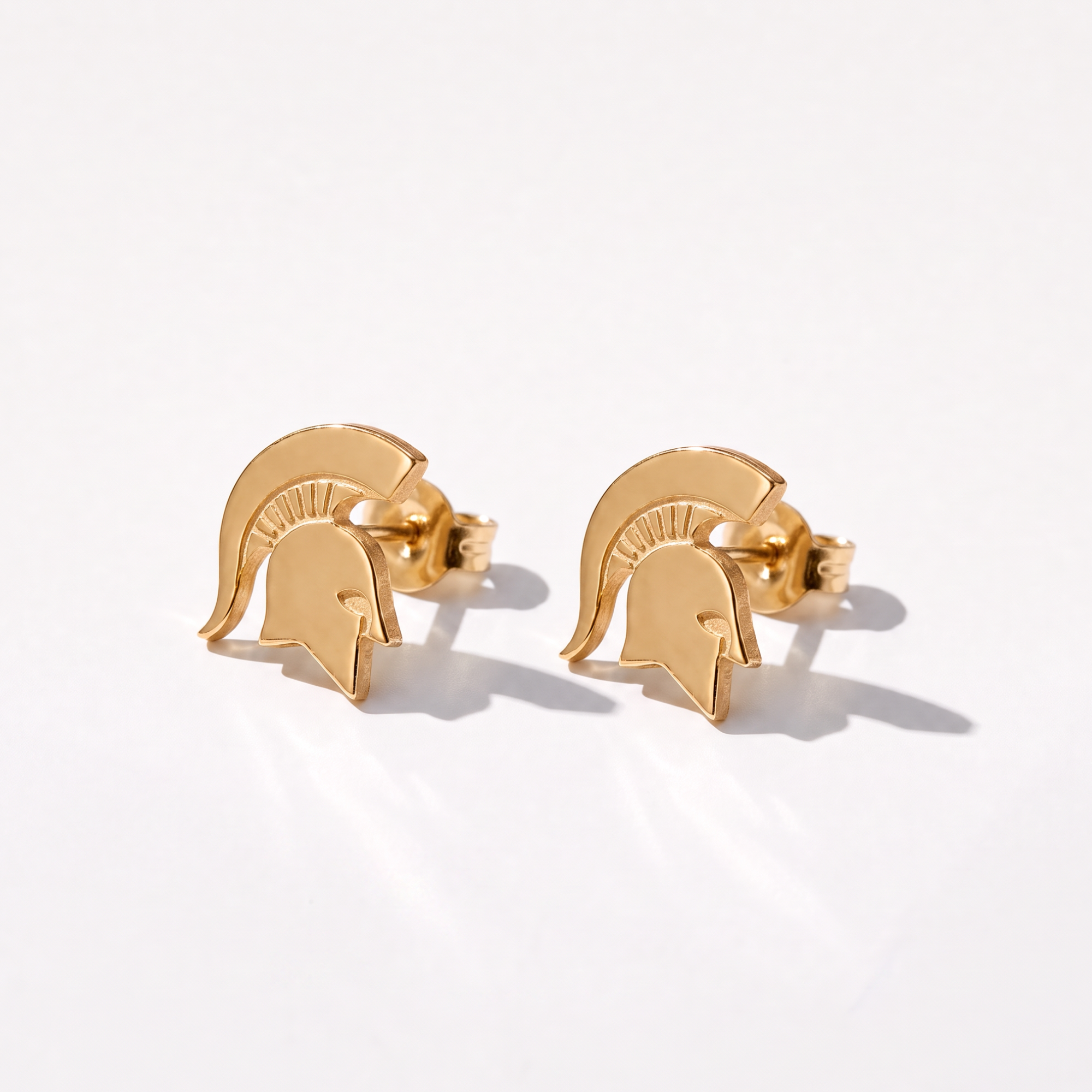 MSU Spartan Helmet Stud Earrings | Gold Plated Sterling Silver