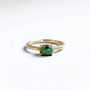 Green Turquoise Solitaire Ring | 14K Yellow Gold