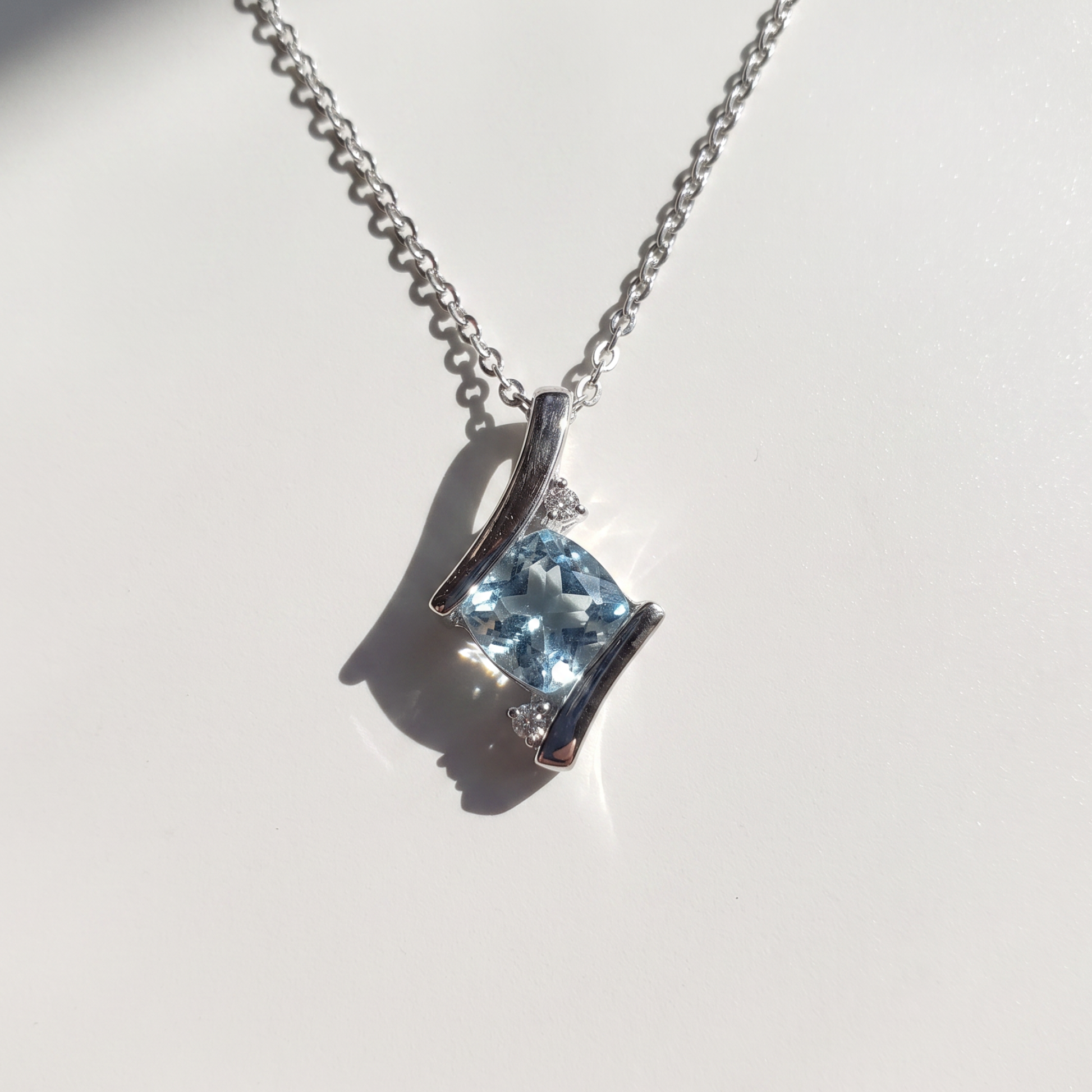 Bypass Aquamarine Pendant Necklace | Sterling Silver