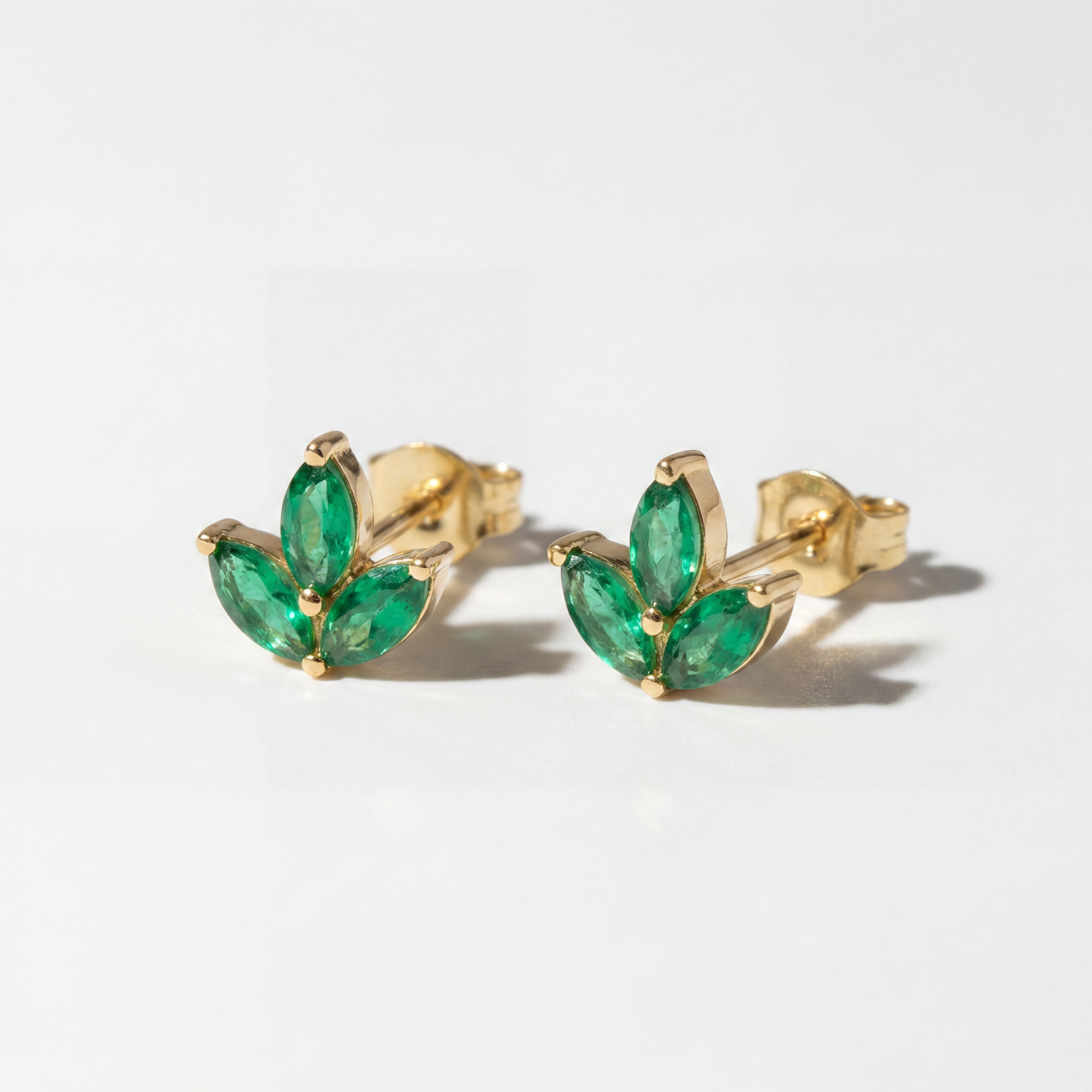 The Petal Studs | Natural Emerald