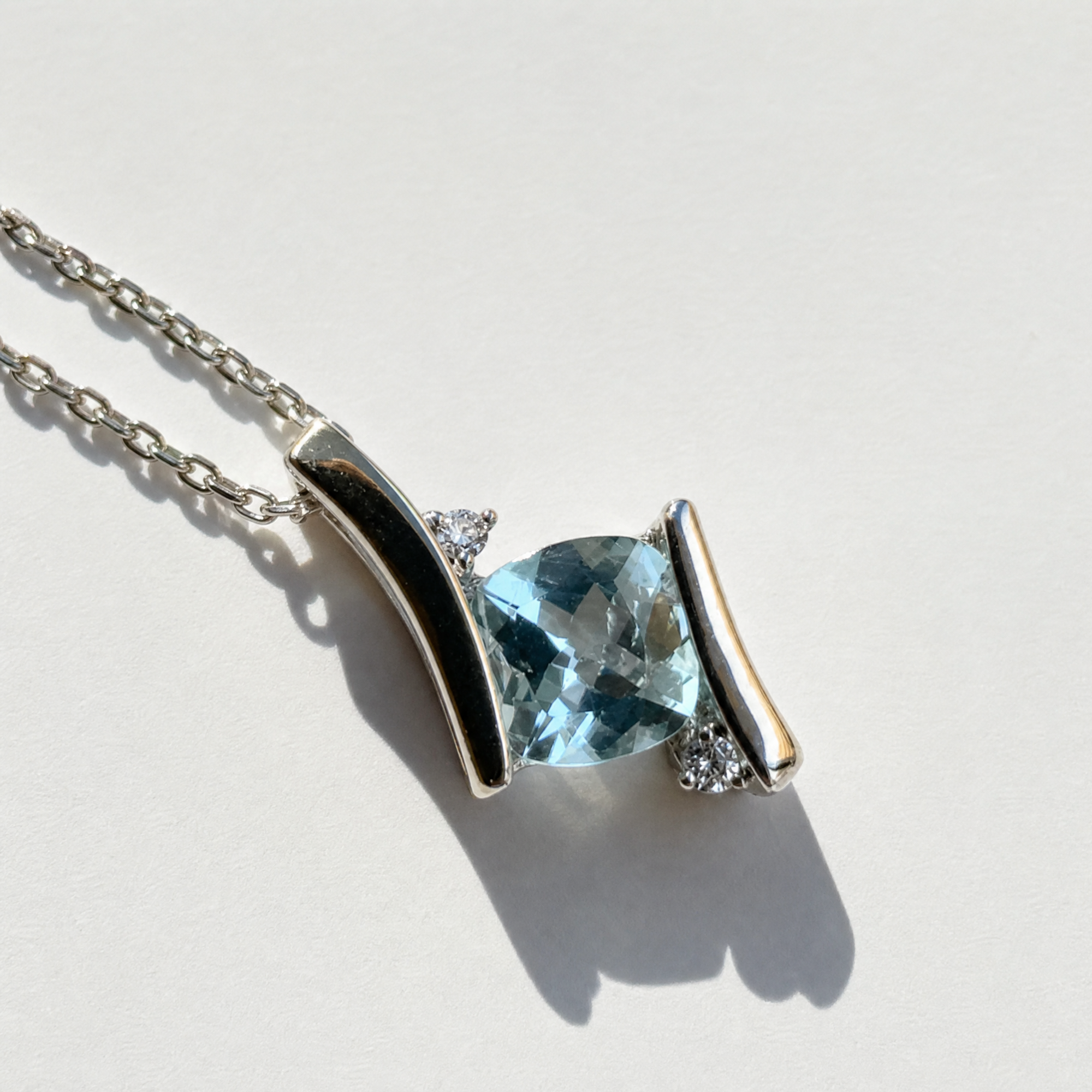 Bypass Aquamarine Pendant Necklace | Sterling Silver
