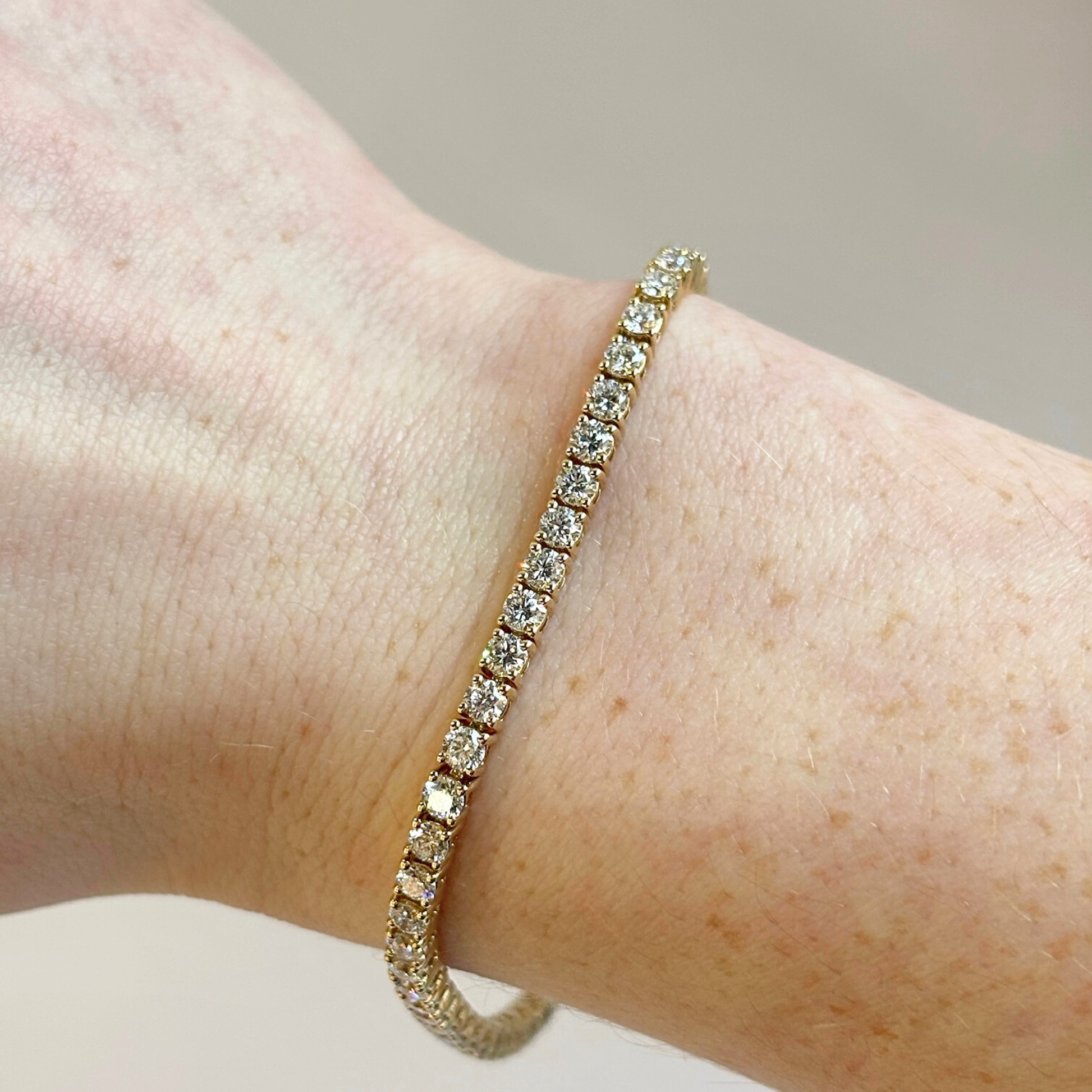 5.60 CTW Lab-Grown Diamond Tennis Bracelet | 14K Yellow and White Gold
