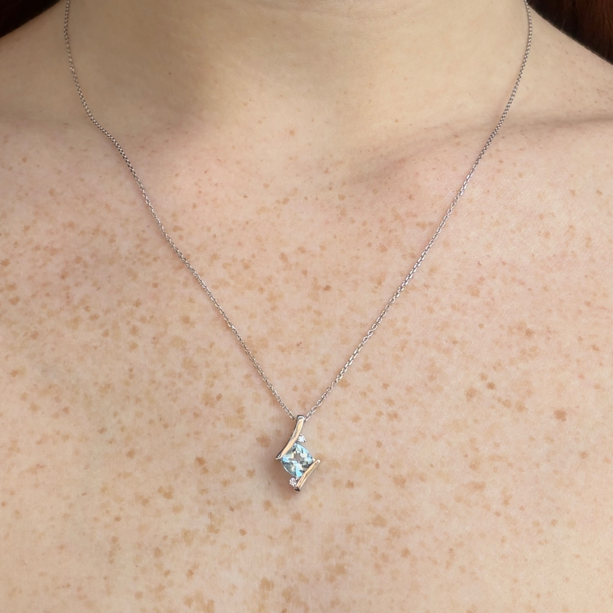 Bypass Aquamarine Pendant Necklace | Sterling Silver