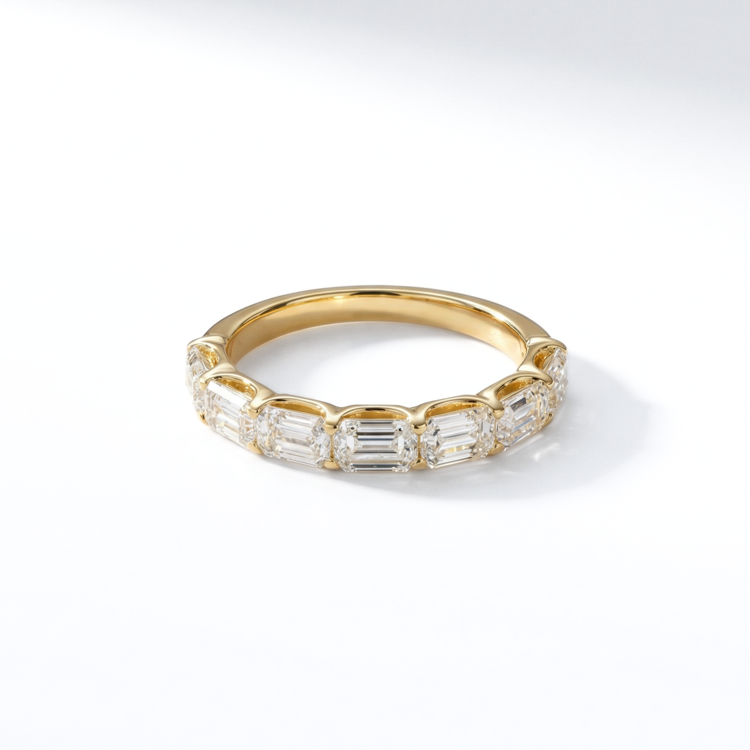 2.00 CTW Lab-Grown Diamond East-West Emerald Cut Band | 14K Yellow Gold