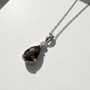 Half Bezel Smoky Quartz Pendant Necklace | Sterling Silver