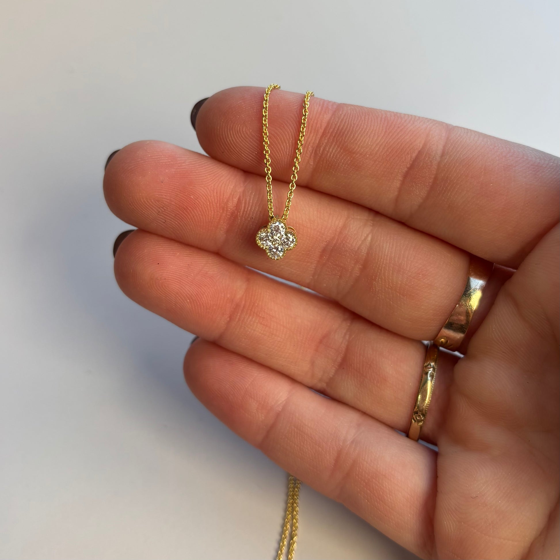 Lab-Grown Diamond Quatrefoil Necklace | 14K Yellow Gold | 18" Cable Chain