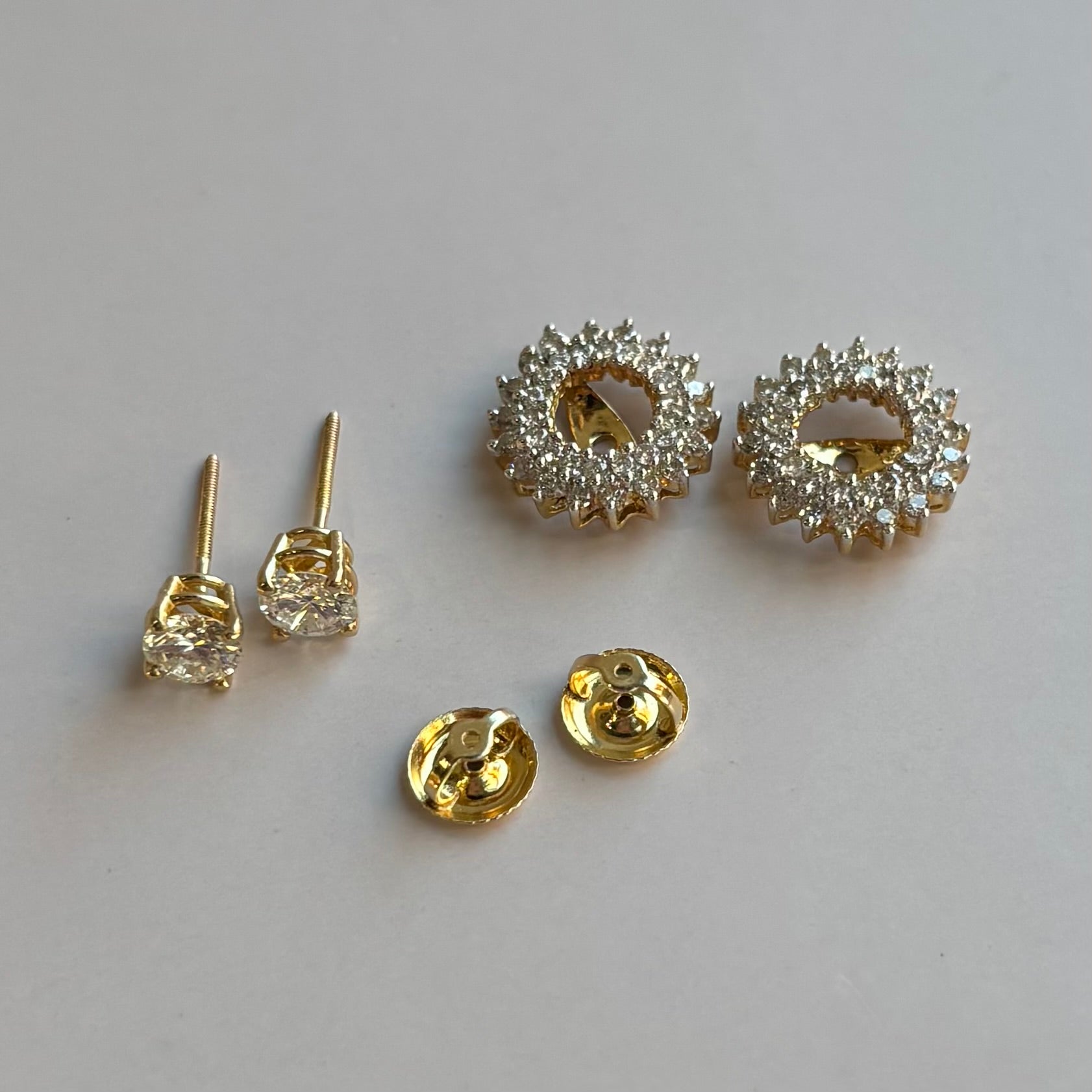 Natural Diamond Halo Earring Jackets | 0.75 CTW | 14K Yellow Gold