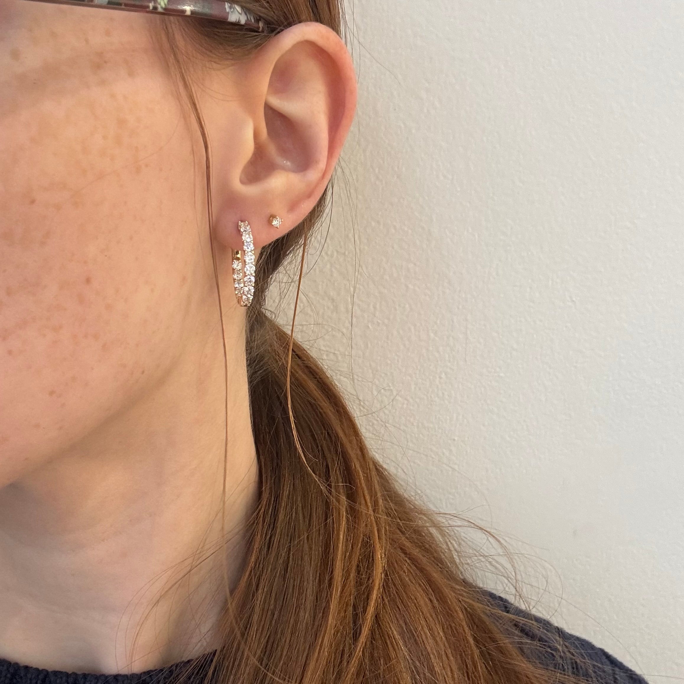 Lab-Grown Diamond Inside-Outside Hoop Earrings | 2.32 CTW | 14K Yellow Gold