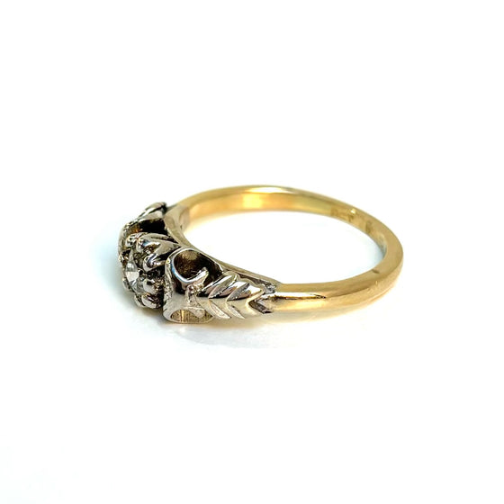 Art Deco Triangular Two-Tone Diamond Ring .35 ct