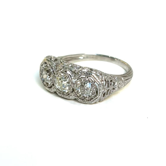 Art Deco Three Stone Diamond Engagement Ring 1.10 ct - Circa 1920