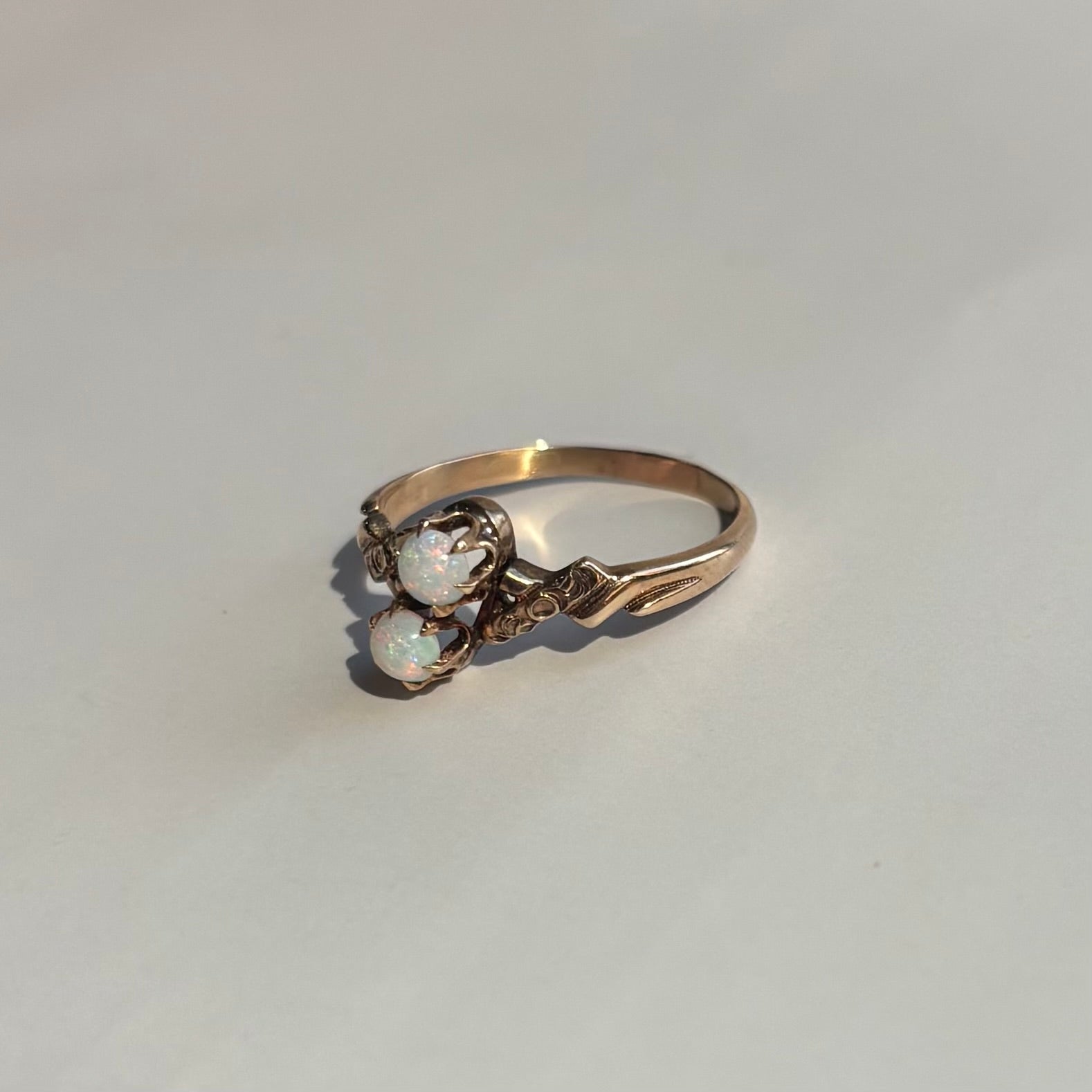 Double Opal Ring | 10K Yellow Gold | Vintage