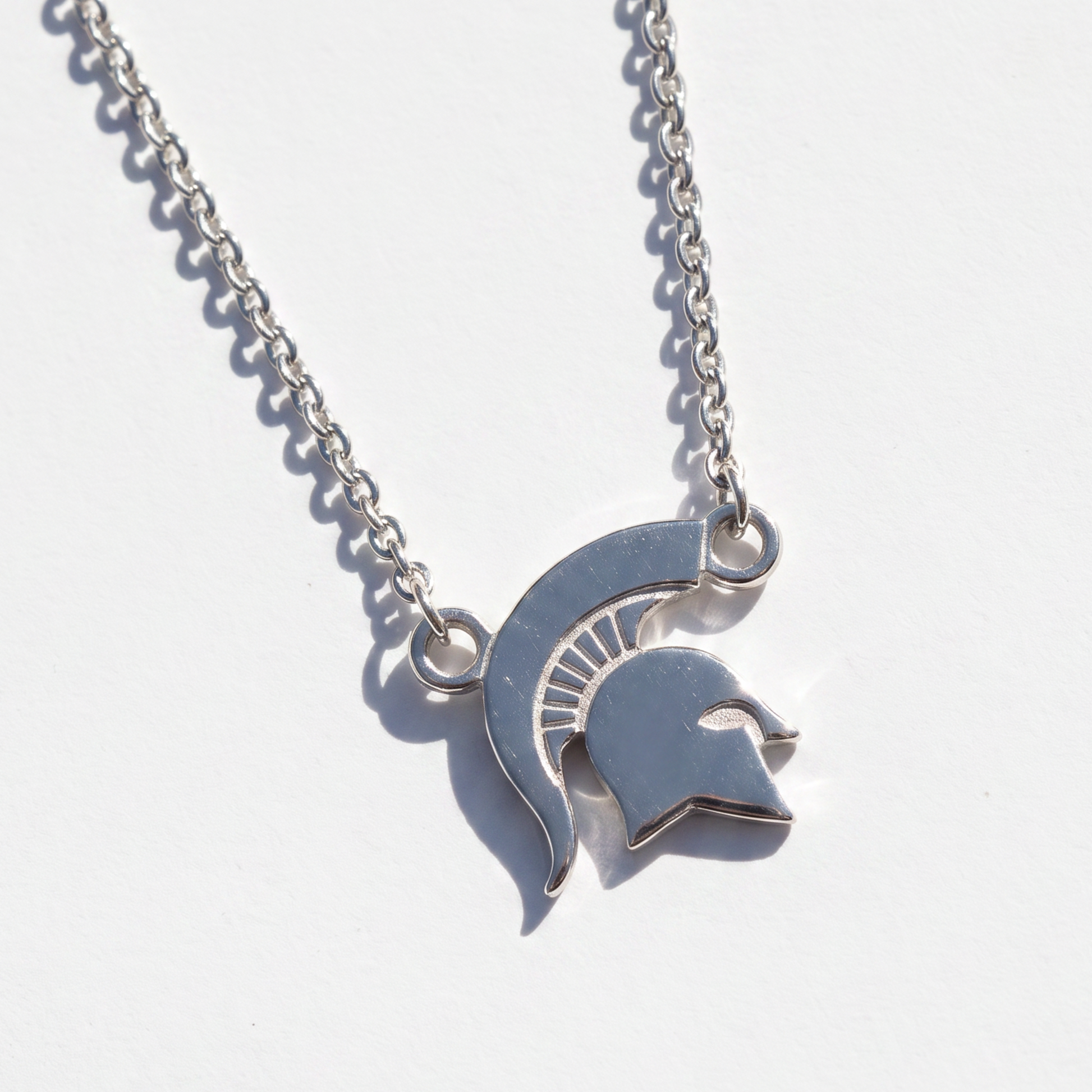 MSU Spartan Helmet Necklace | Sterling Silver