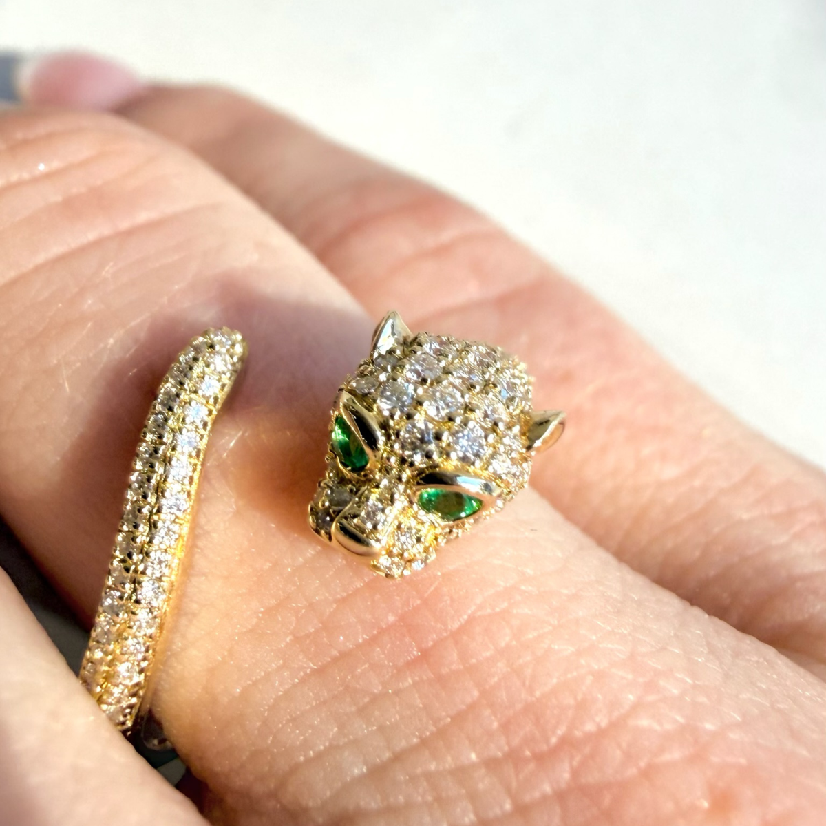 Panther Pave Wrap Ring | 14K Yellow Gold
