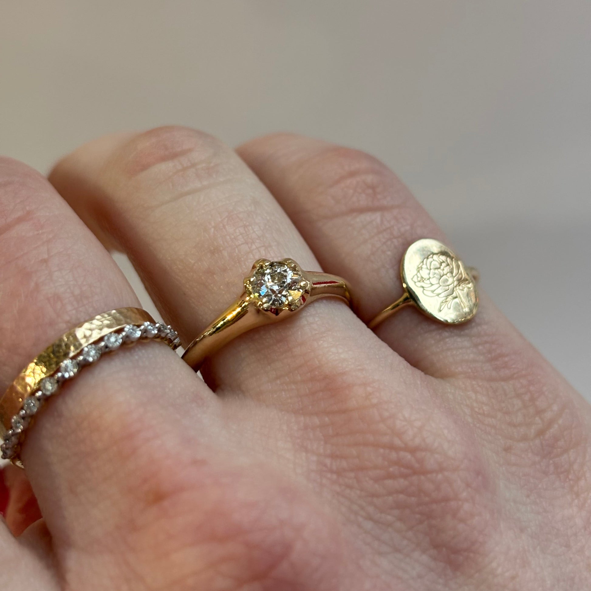 0.38ct Old European Cut Diamond Engagement Ring | 14K Yellow Gold | Vintage