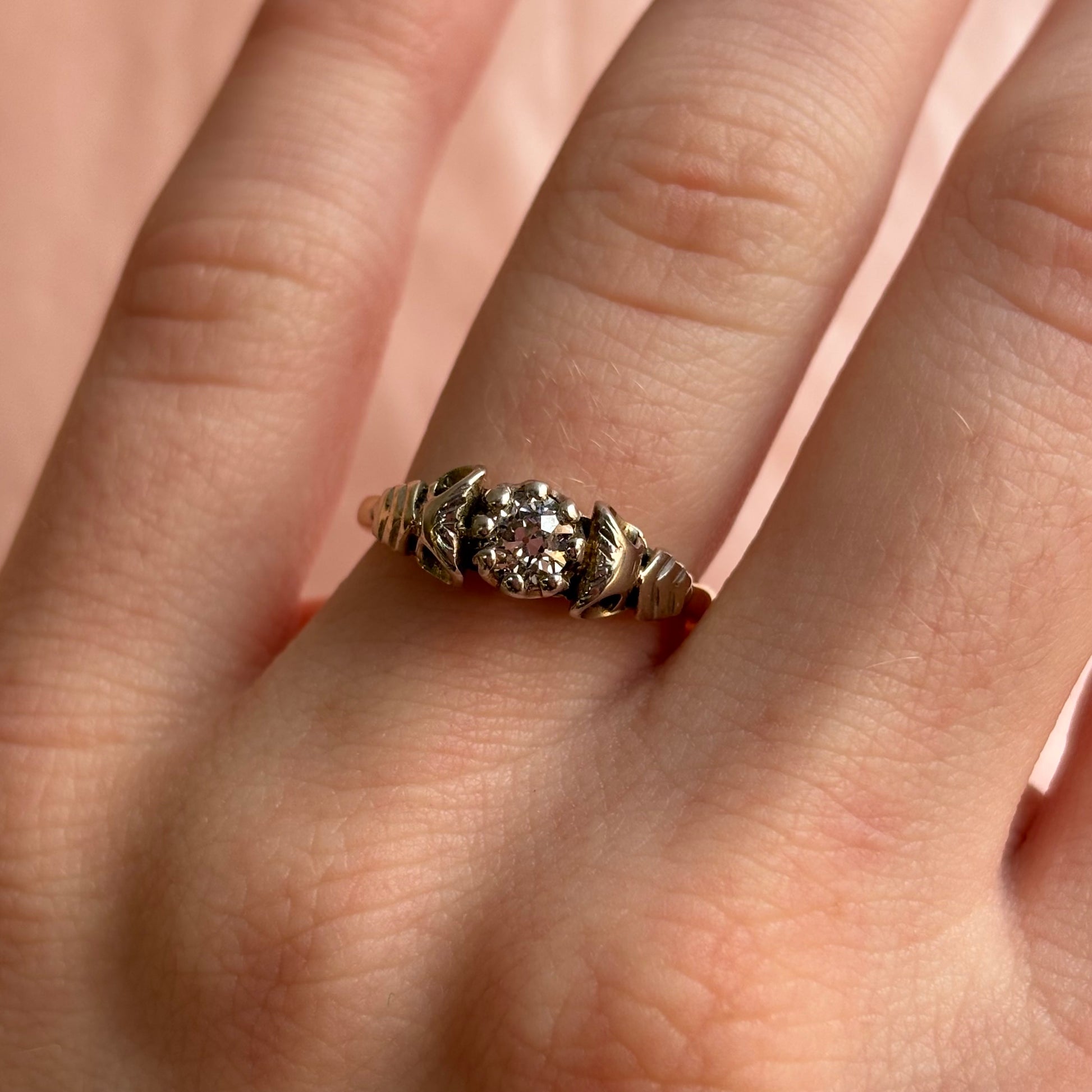 0.35CT Old European Cut Diamond Arrow Tree Ring | Vintage