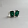 Emerald Cut Bezel Earrings